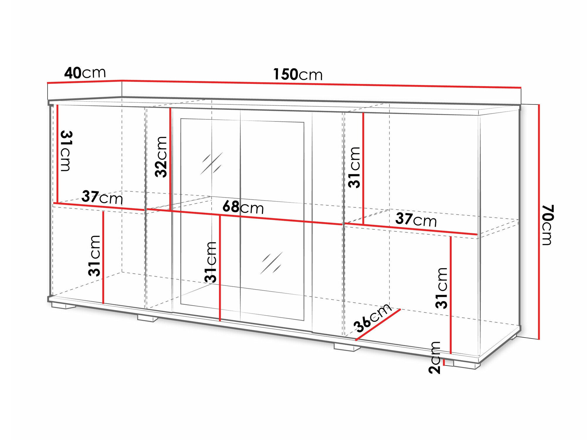 Dressoir Torcame 102 (Wotan eik + Glanzend wit)