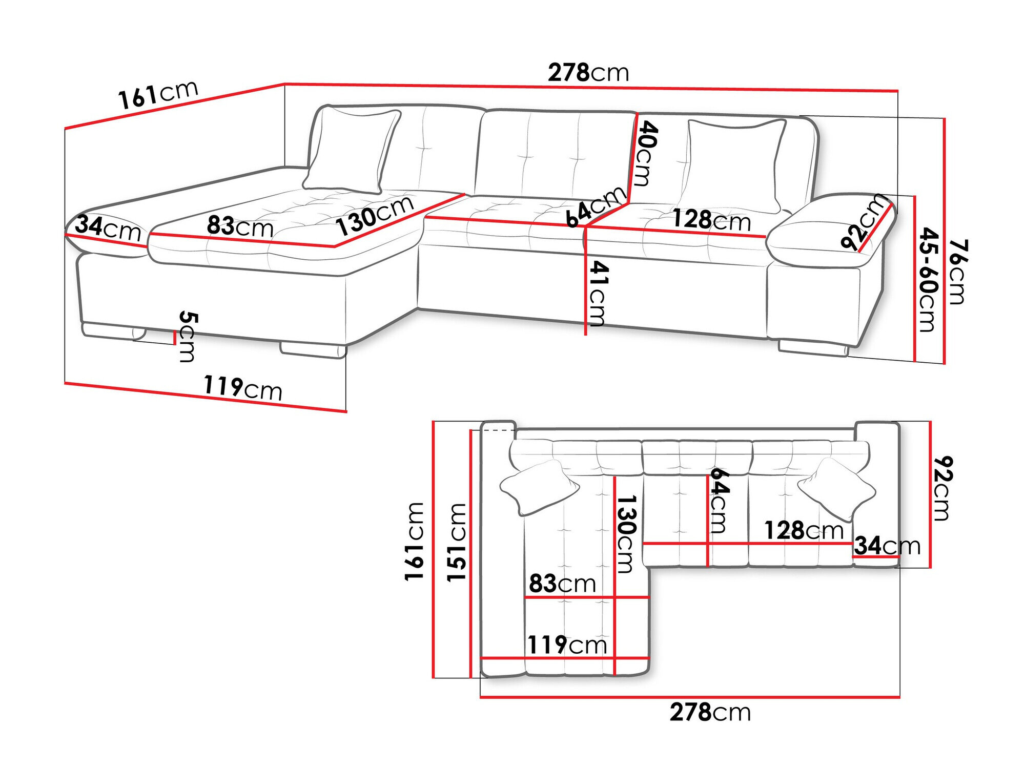 Hjørnesofa Comfivo 219 (Lux 06 + Lux 05)