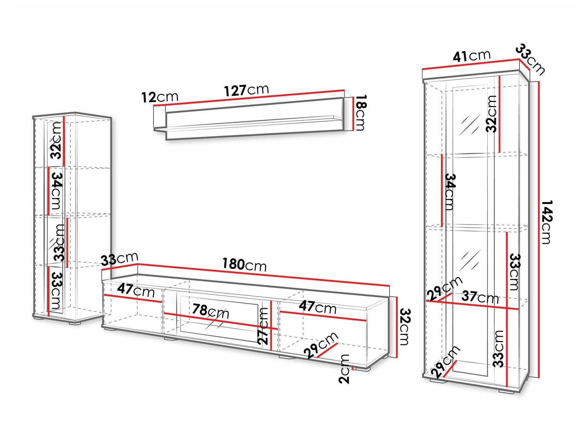 Stuemøbelsæt Torcame 103 (Wotan eg + Glansfuld hvid)