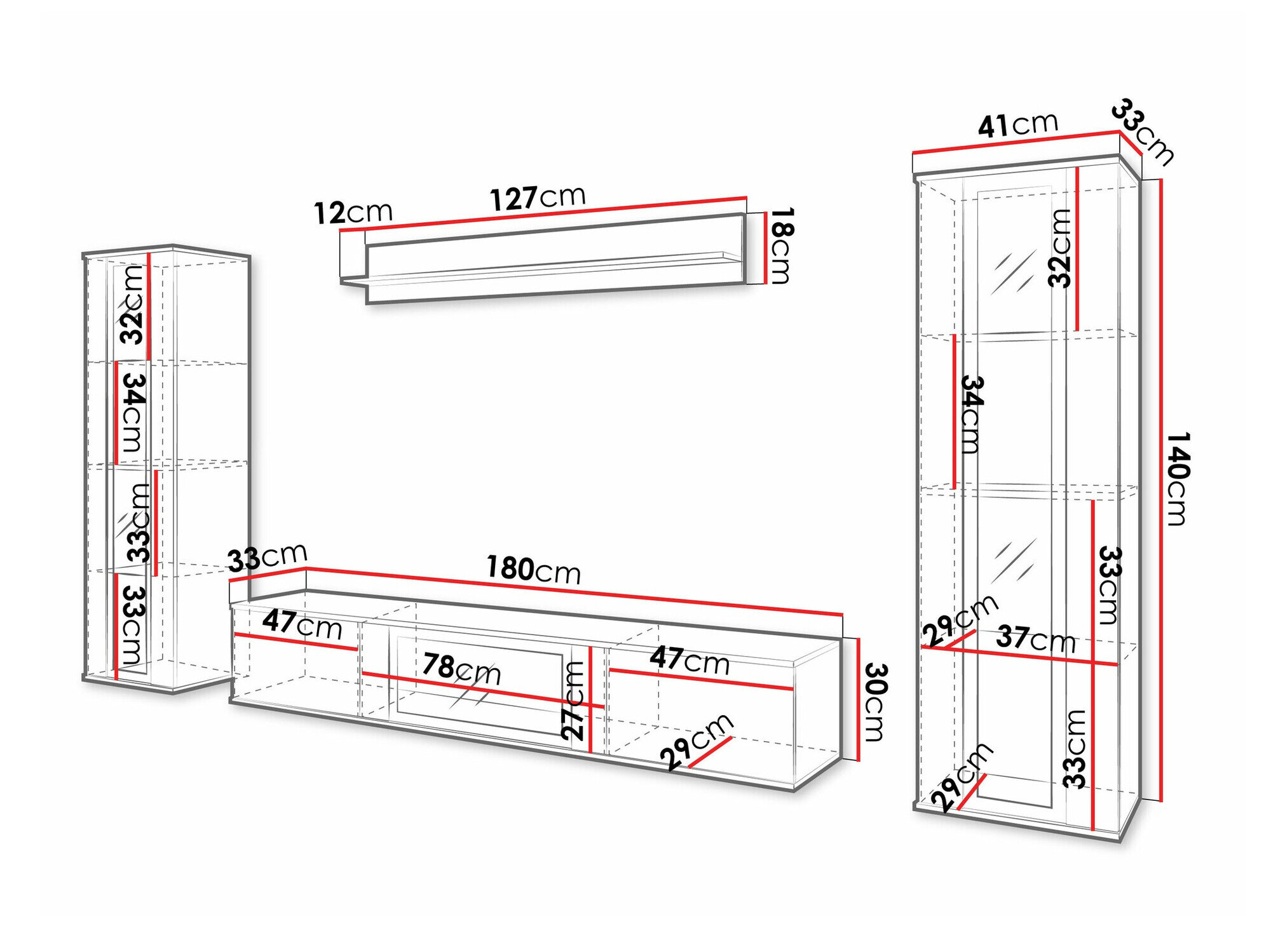 Stuemøbelsæt Torcame 103 (Wotan eg + Glansfuld hvid)
