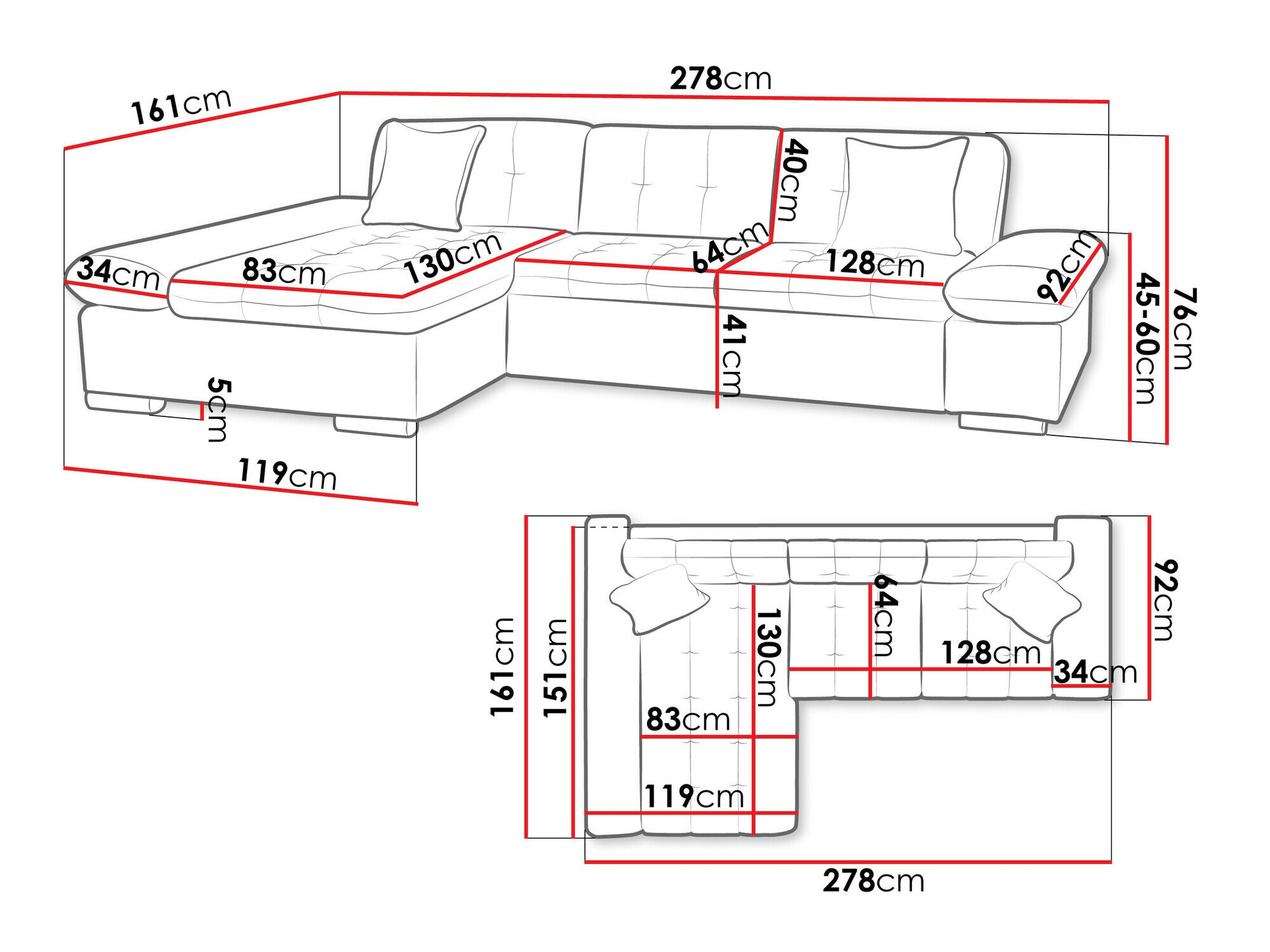 Hjørnesofa Comfivo Serenitas (Kronos 07 + Kronos 02 + Kronos 07)
