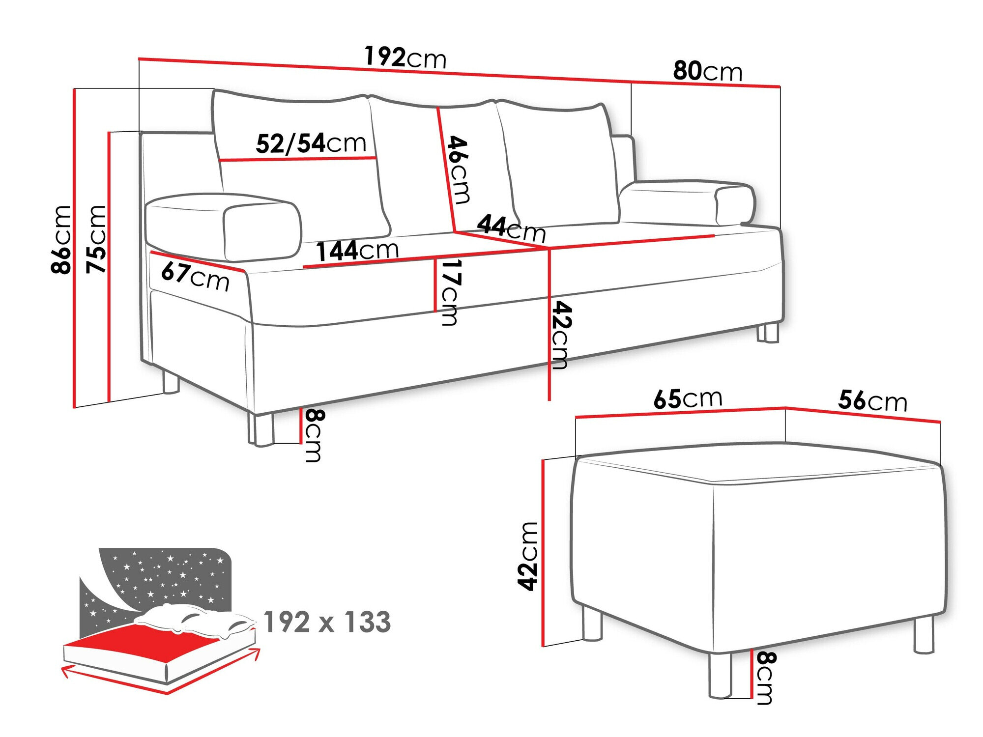 Polstret møbelsæt Comfivo Artes (Alova 04 + Alova 46)