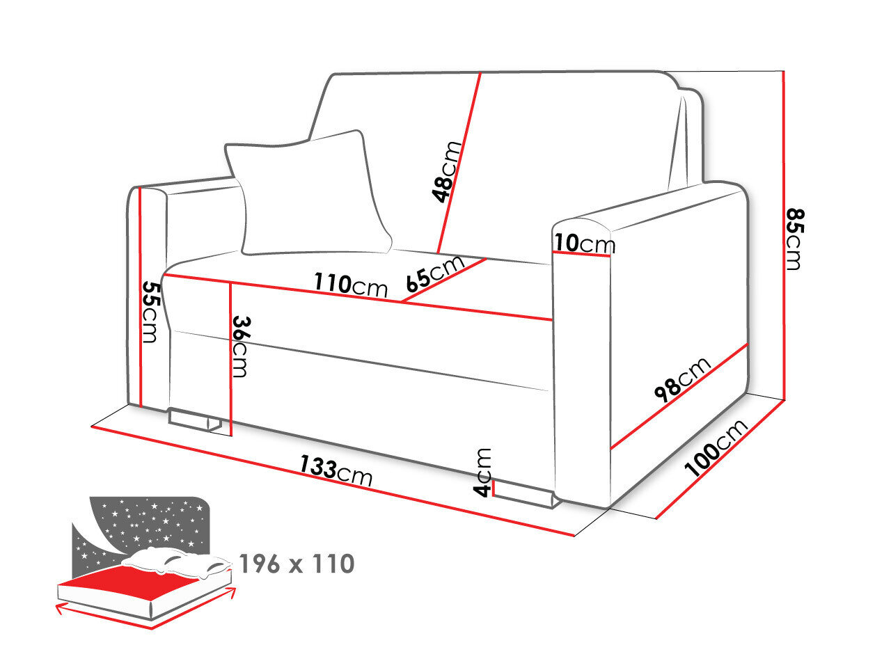 Sovesofa Columbus 206 (Tilia 90)