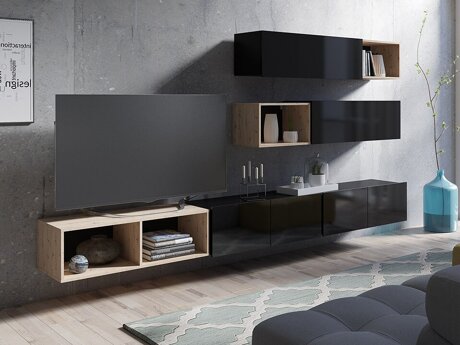 Stuemøbelsæt Remus XXV (Sort + Blank sort + Artisan eg)