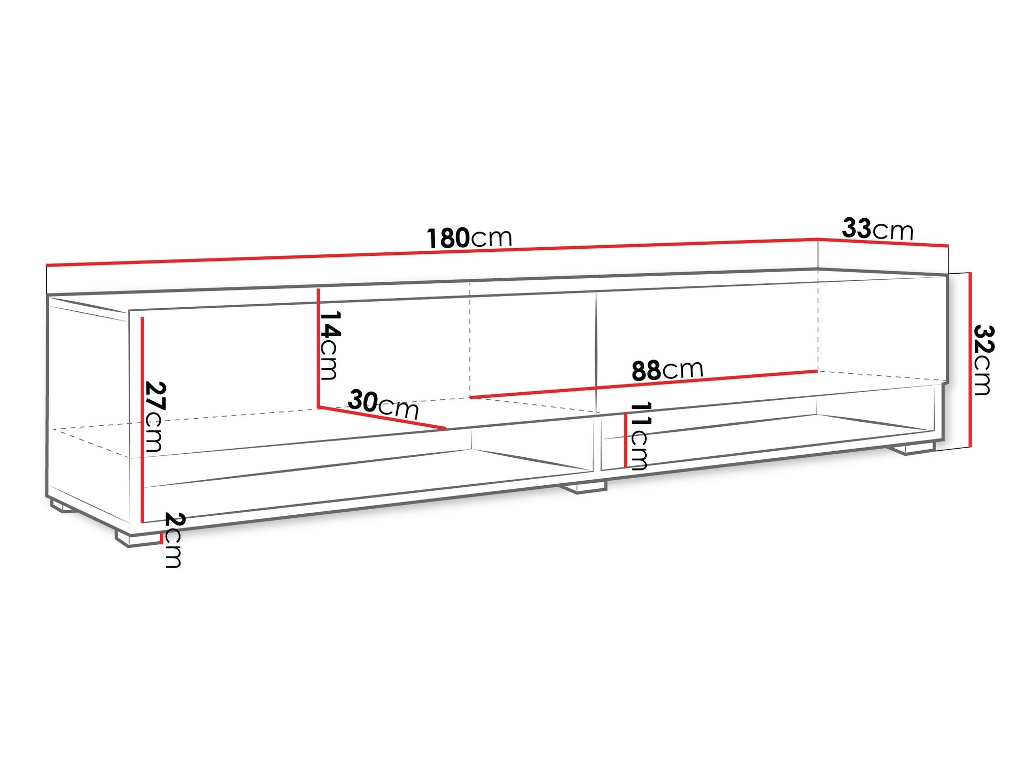 TV-bord Sarasota 119 (Wotan eg + Glansfuld hvid)