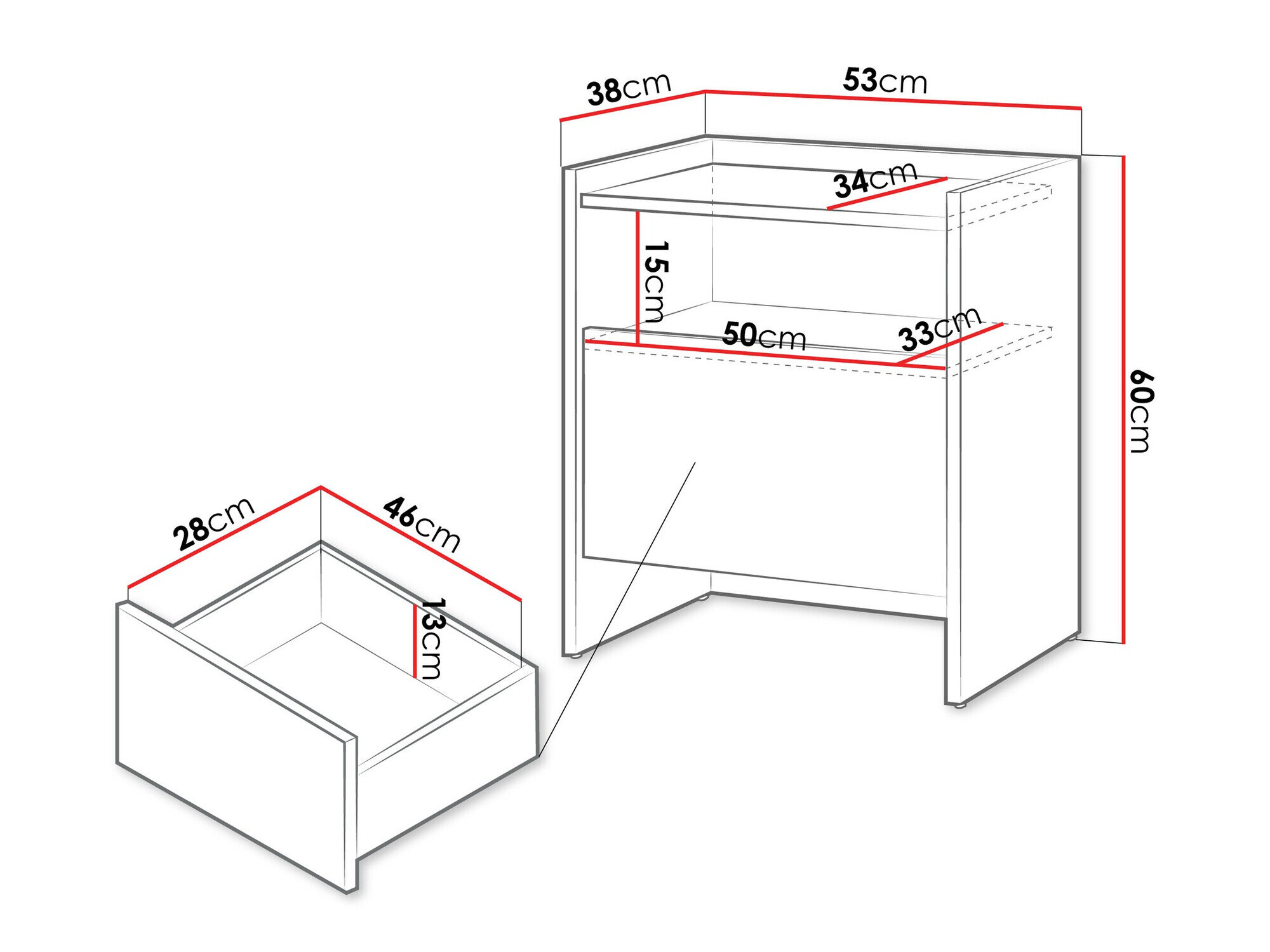 Sengebord Parma 106 (Mørk eg)