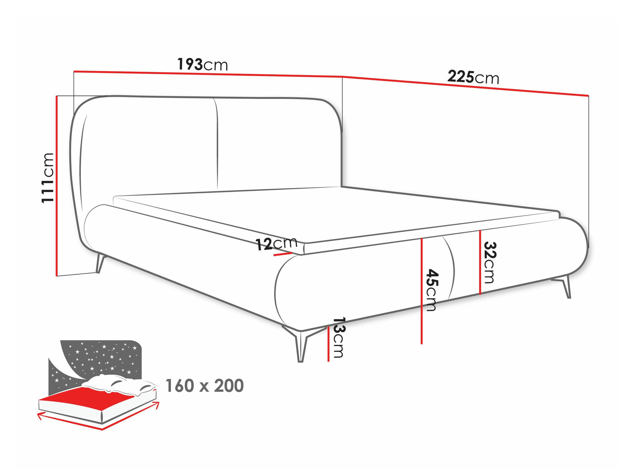 Bed TrendyNest Fenara (Coral 45)