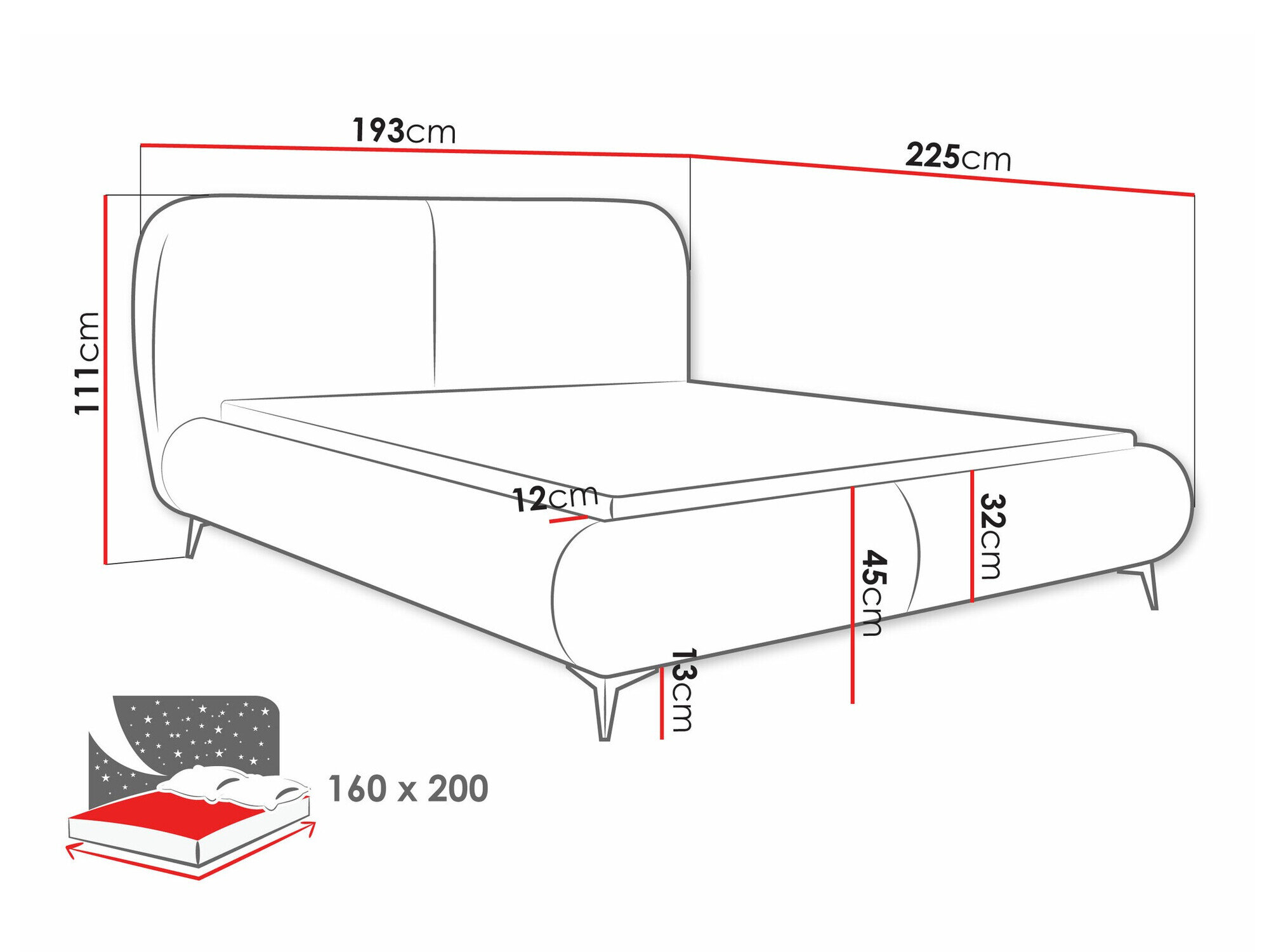 Bed TrendyNest Fenara (Coral 50)