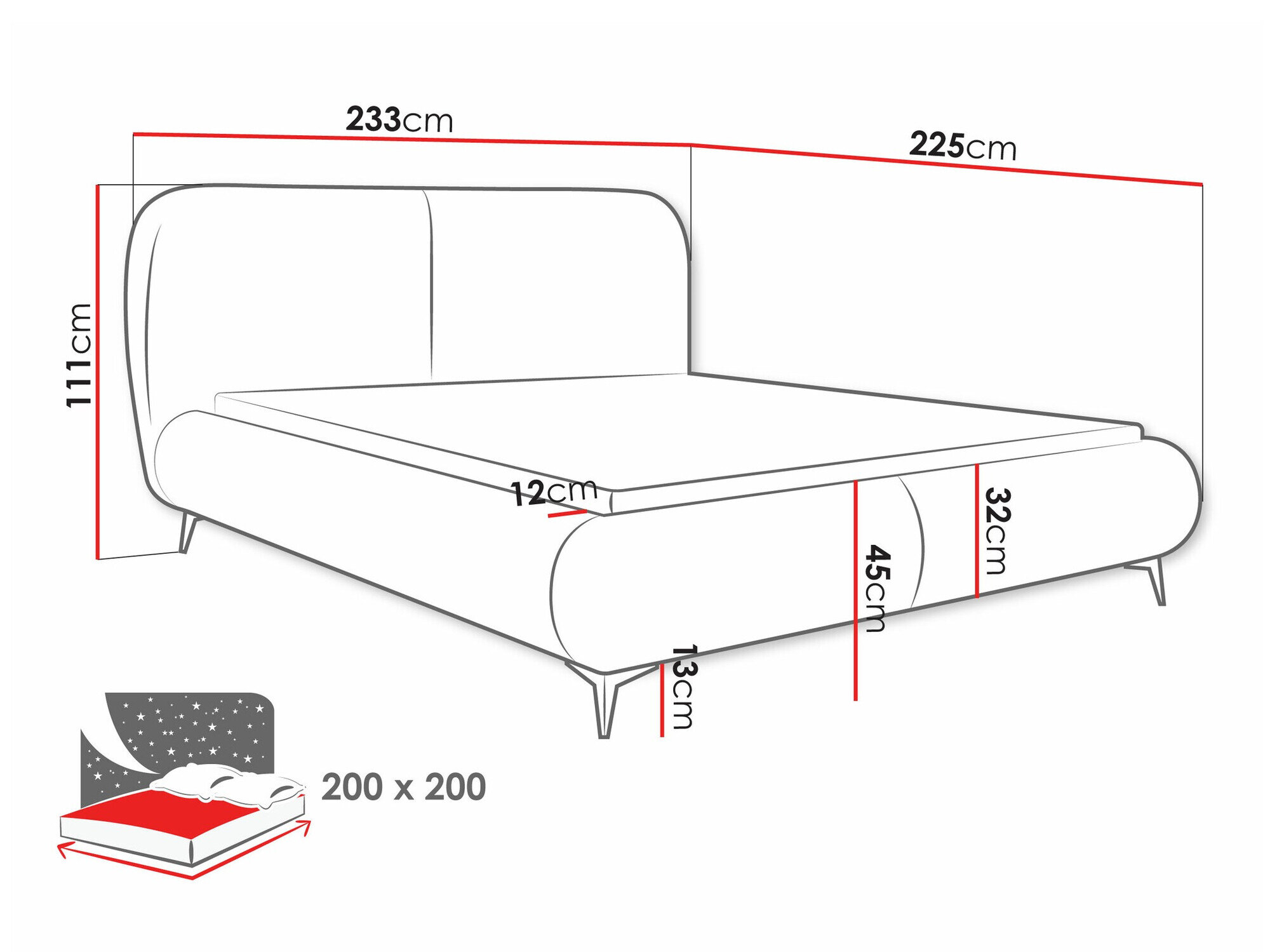 Bed TrendyNest Fenara (Coral 50)