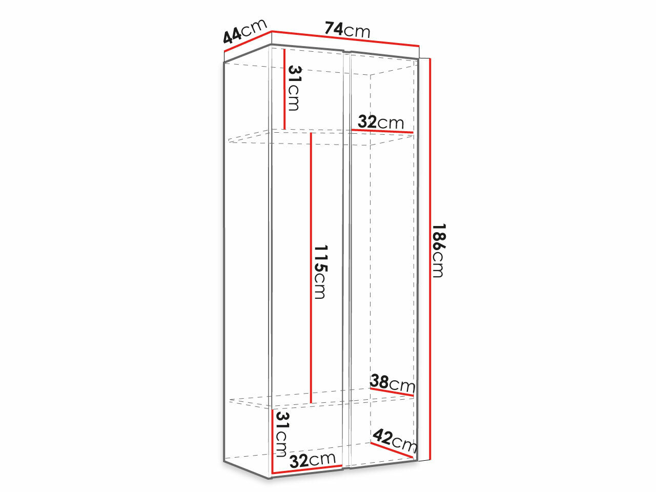 Garderobeskab Hartford 368 (Artisan eg + Sort)