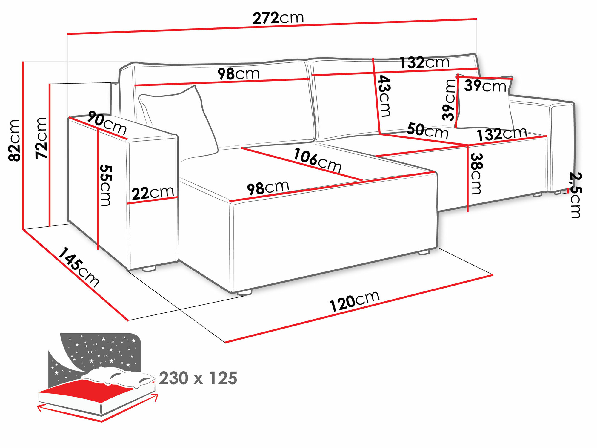 Hjørnesofa Shelton 107 (Poso 14)