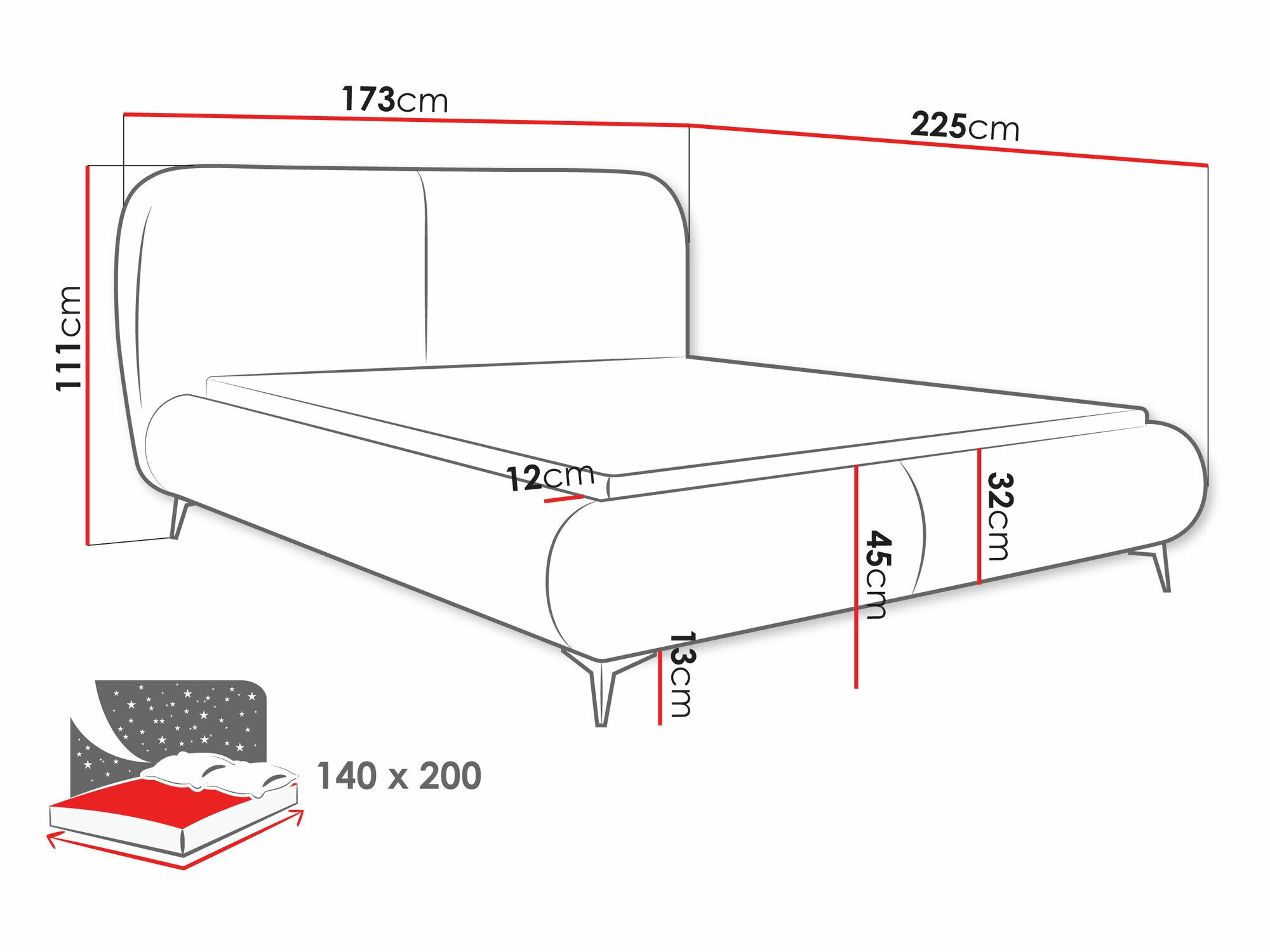 Bed TrendyNest Fenara (Coral 65)