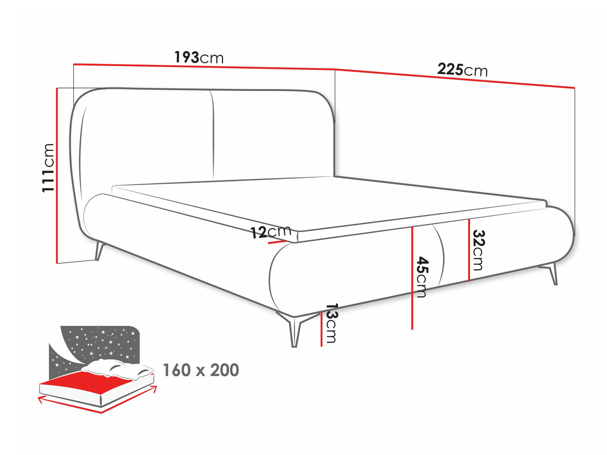 Bed TrendyNest Fenara (Coral 75)