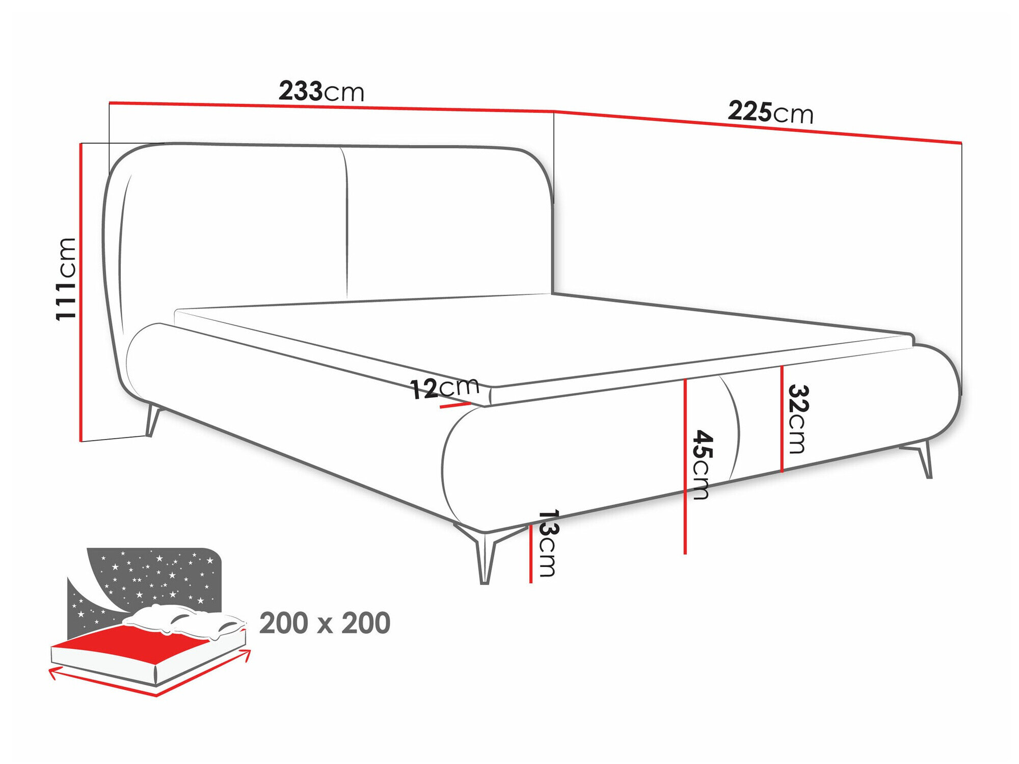 Bed TrendyNest Fenara (Coral 75)