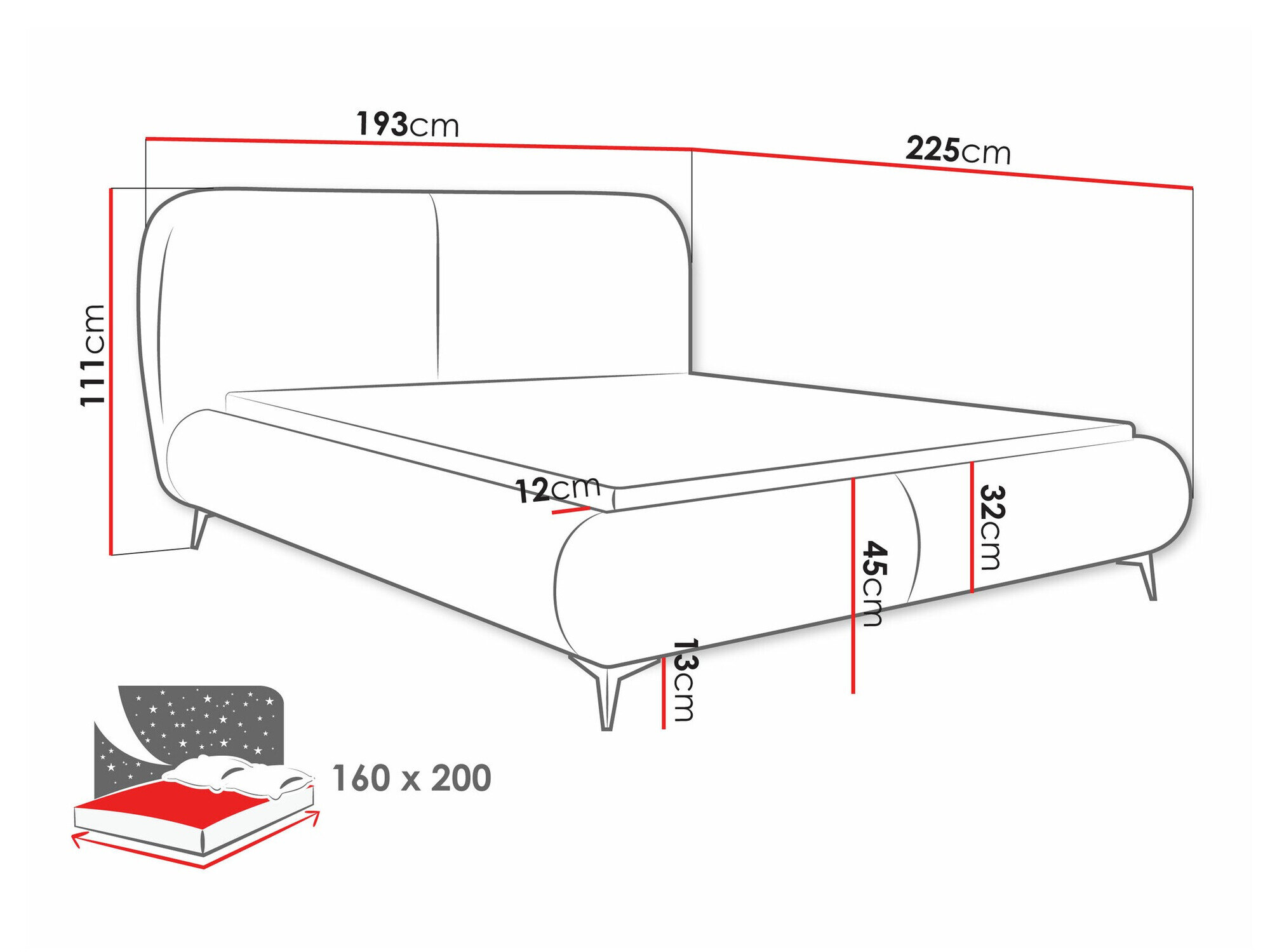 Bed TrendyNest Fenara (Coral 80)