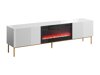 TV-meubel Charlotte 163 (Wit + Glanzend wit + Gouden)