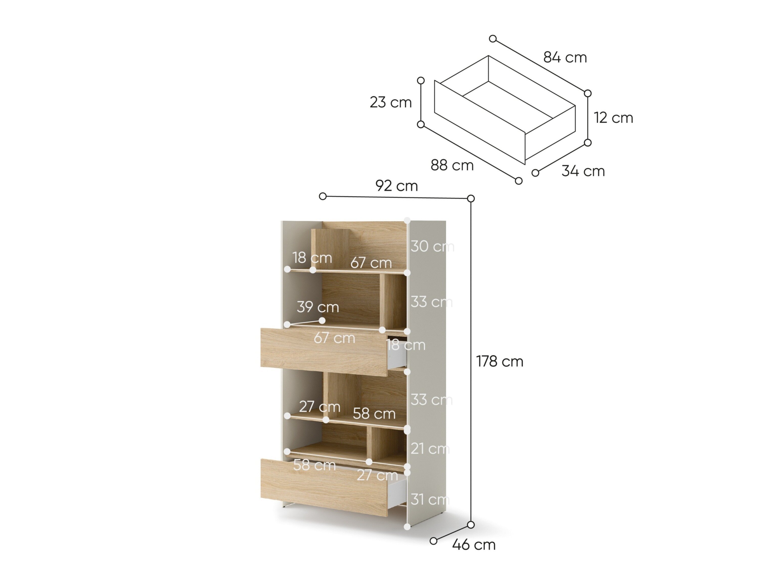 Boekenkast Concept Lenart XI (Kasjmier + Eiken)