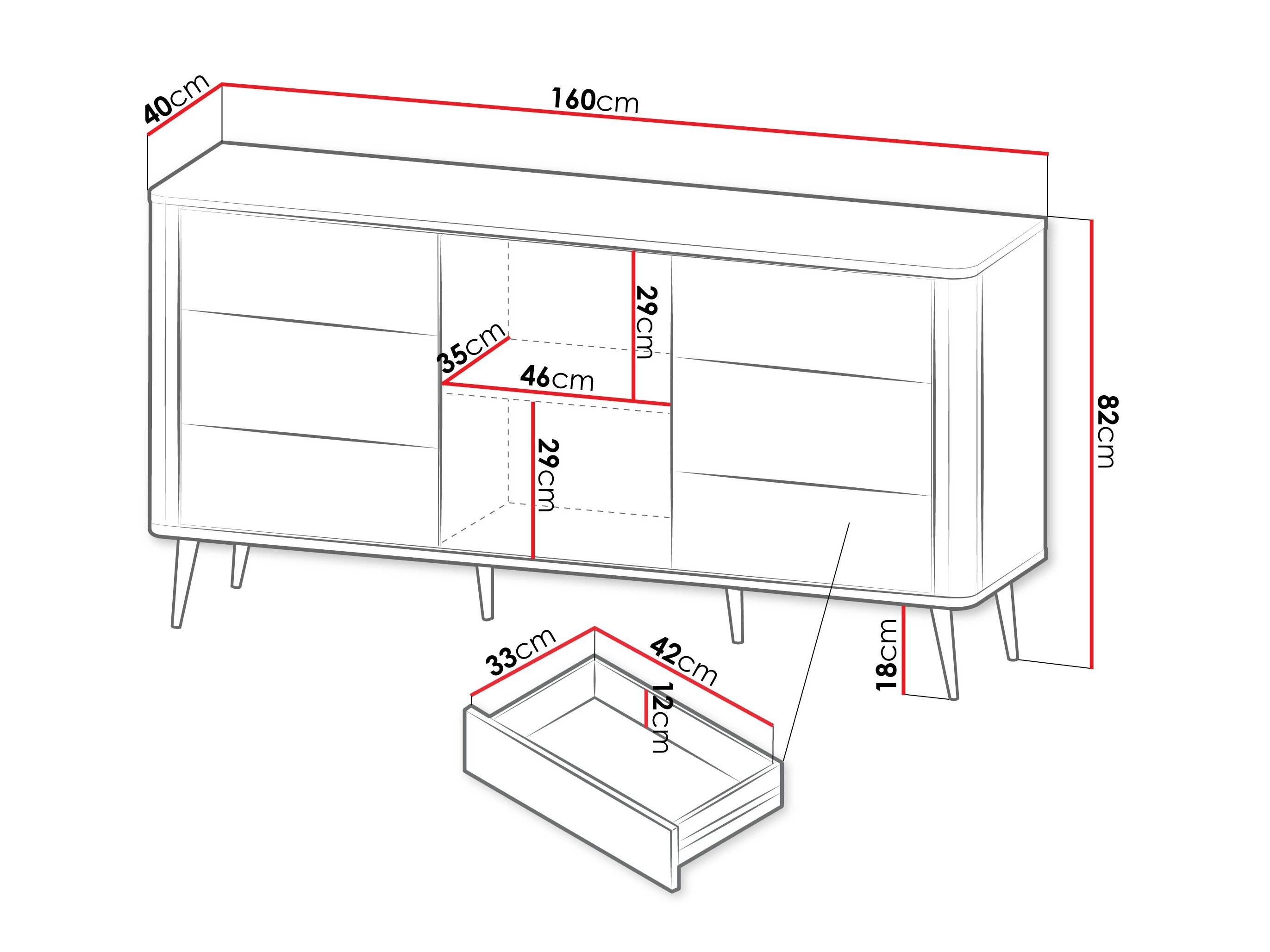 Kommode Lufela 107 (Kashmir + Grå marmor)