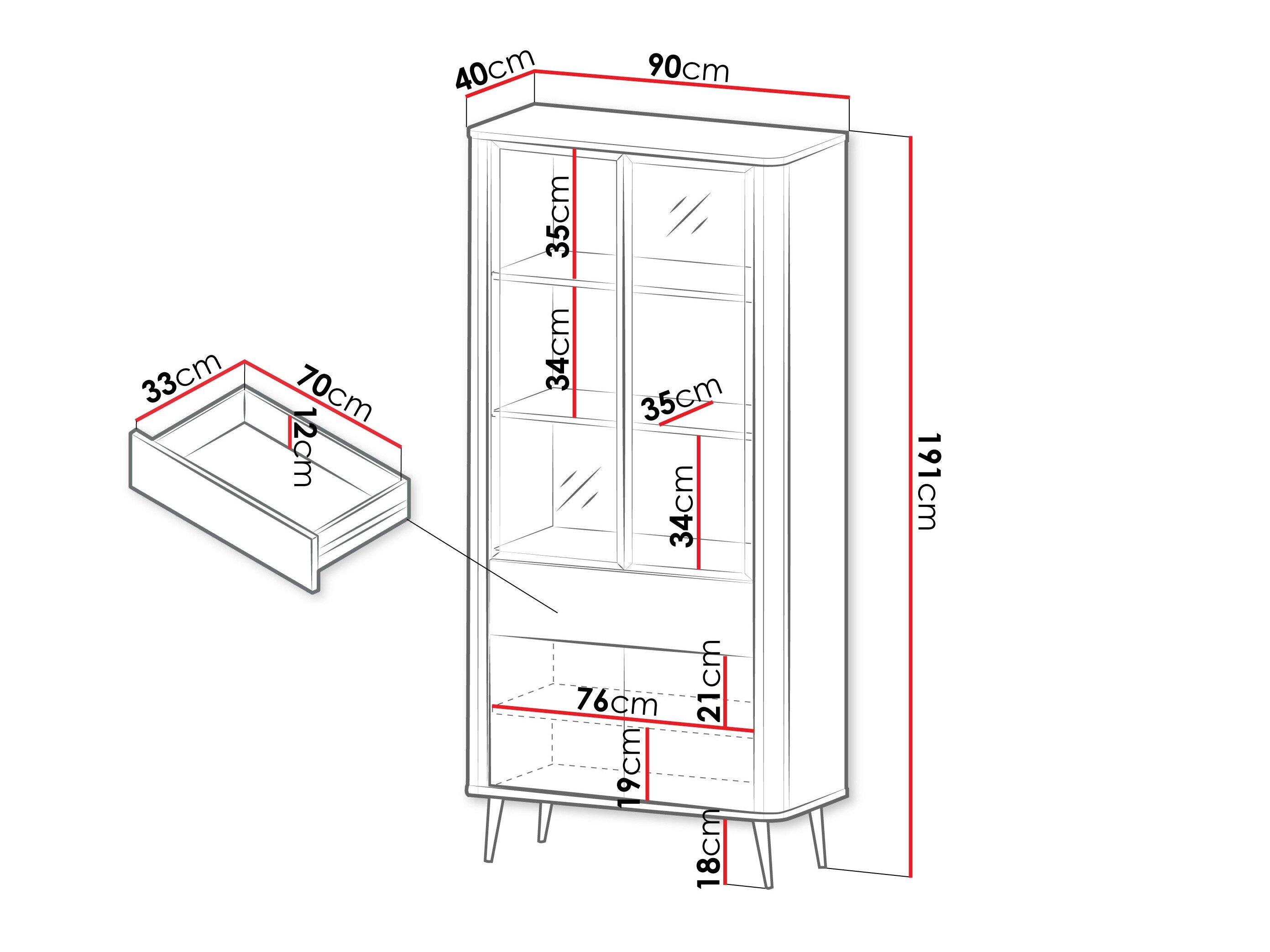Reol Lufela 101 (Kashmir + Grå marmor)