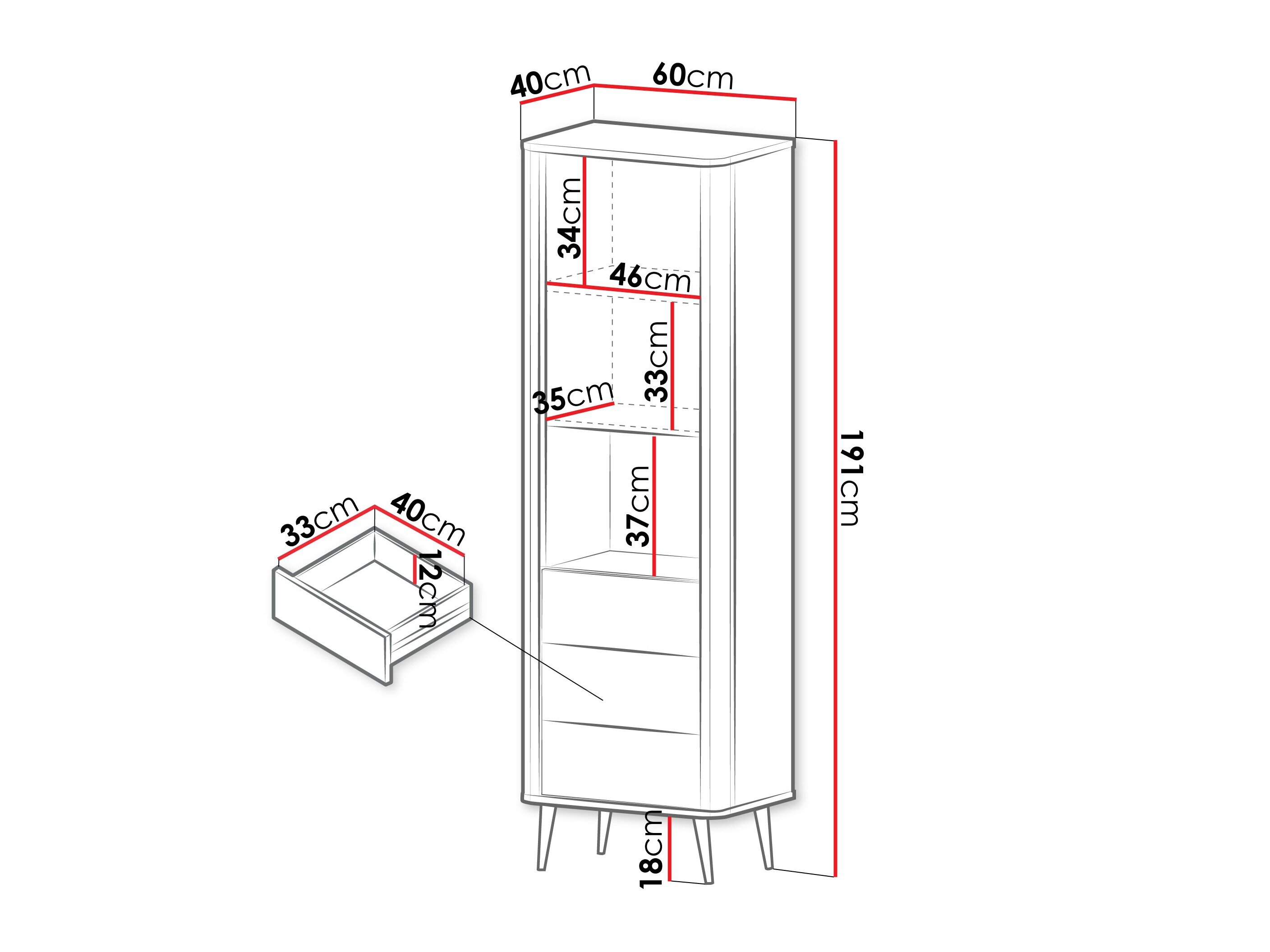 Reol Lufela 103 (Kashmir + Grå marmor)