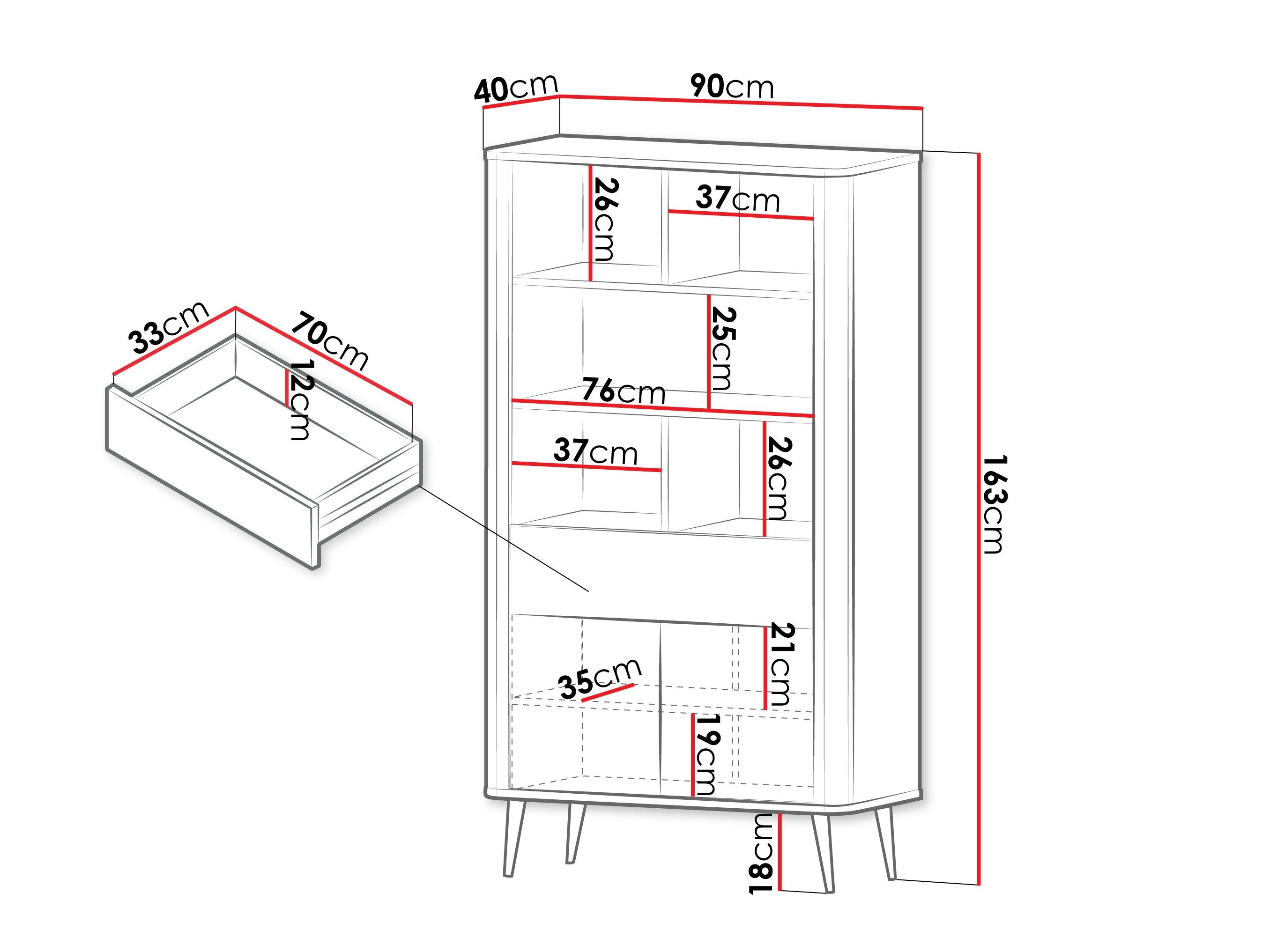 Reol Lufela 108 (Kashmir + Grå marmor)
