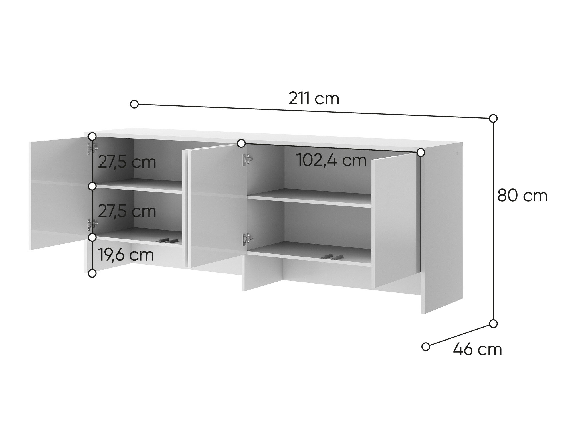 Skænk Concept Pro Lenart Levfere 119 (Hvid + Glansfuld hvid)