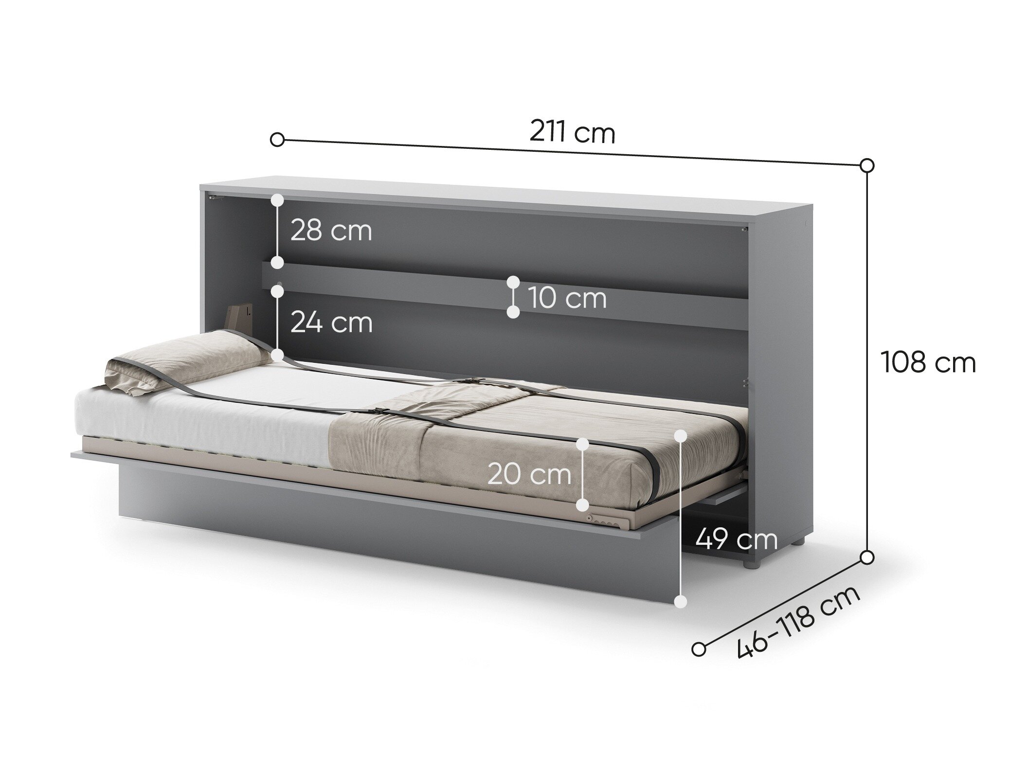 Vægseng Concept Pro Lenart Levfere 115 (Grå)