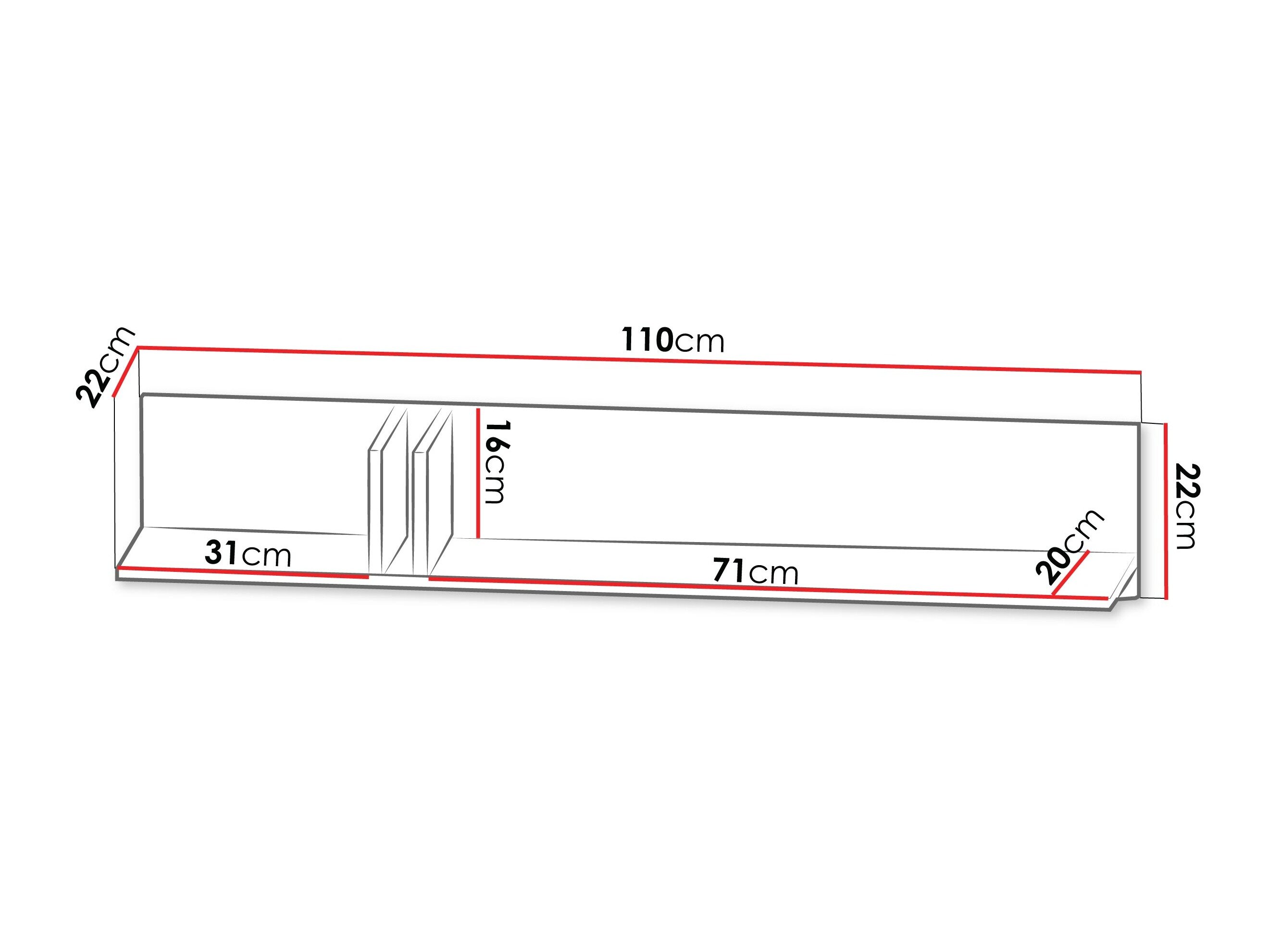 Wandplank Levali 114 (Stoffig groen)
