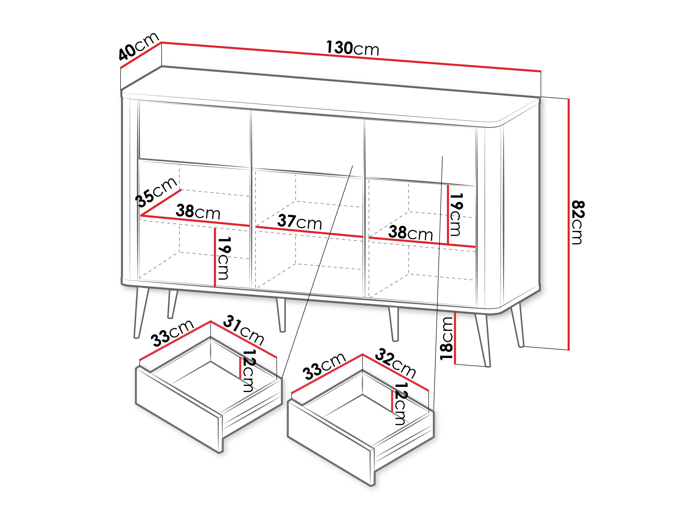 Kommode Lufela 109 (Kashmir + Valnød)