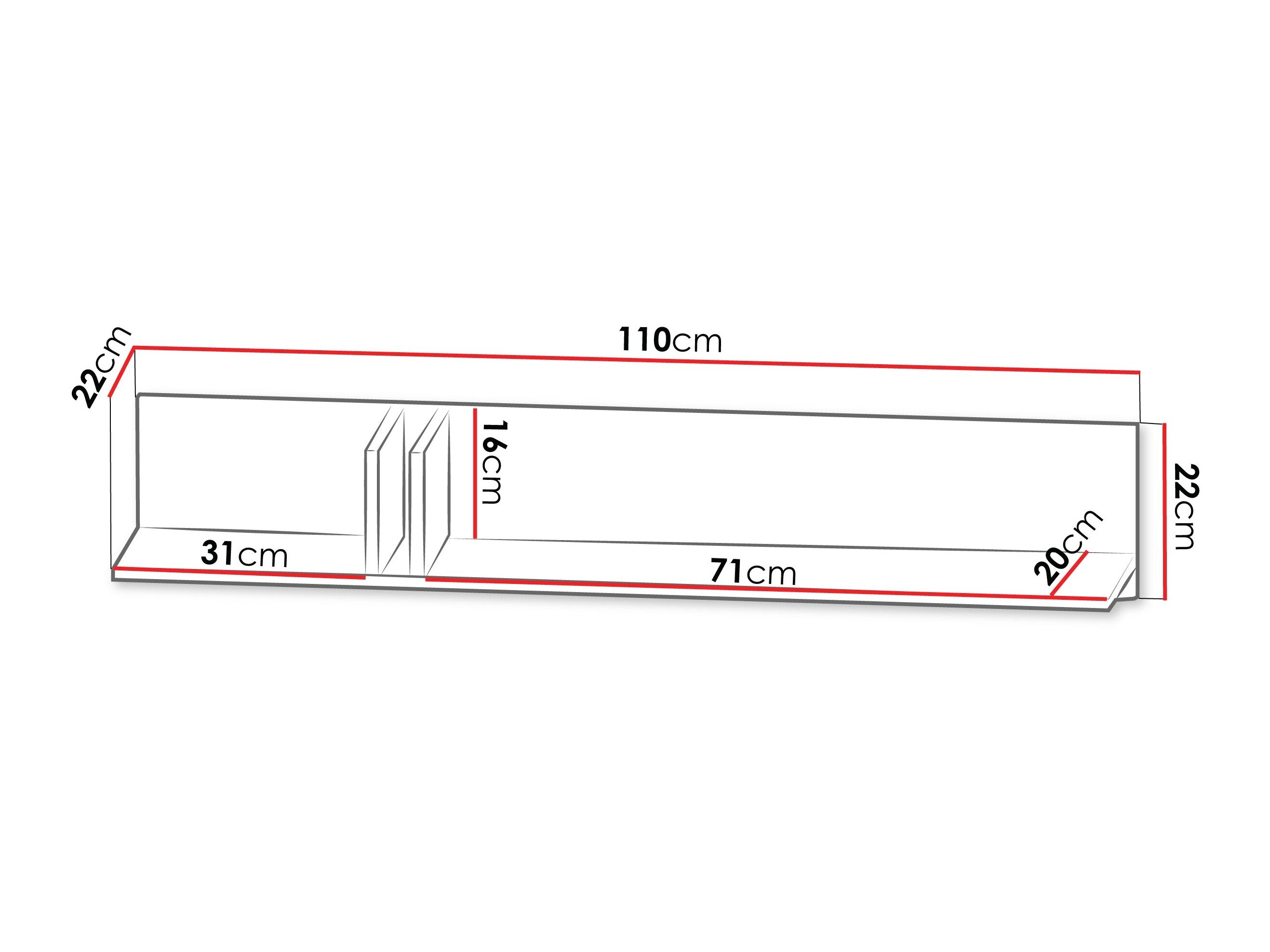 Wandplank Levali 114 (Eiken)