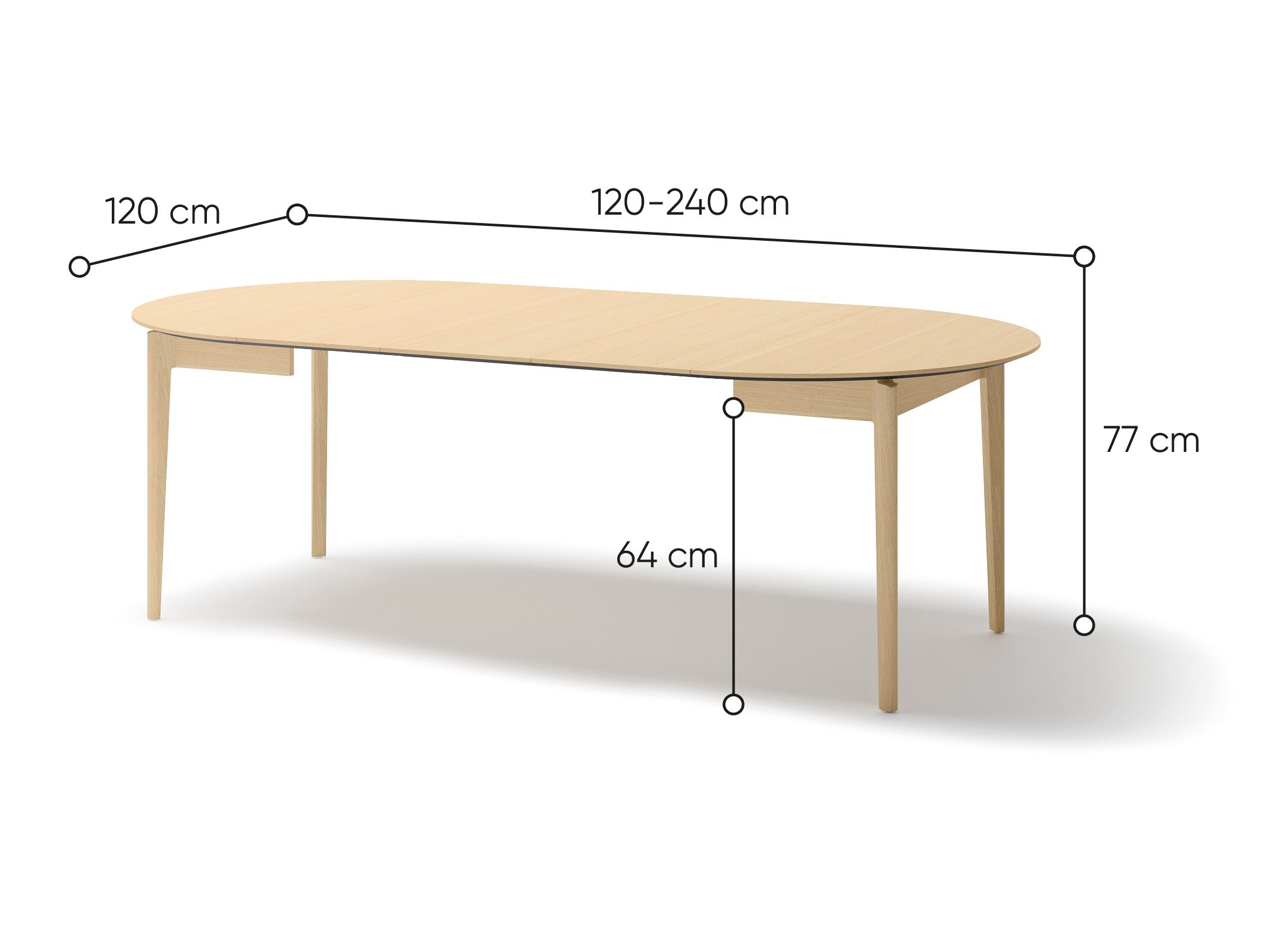 Bord Fresno 175 (Lys eg)