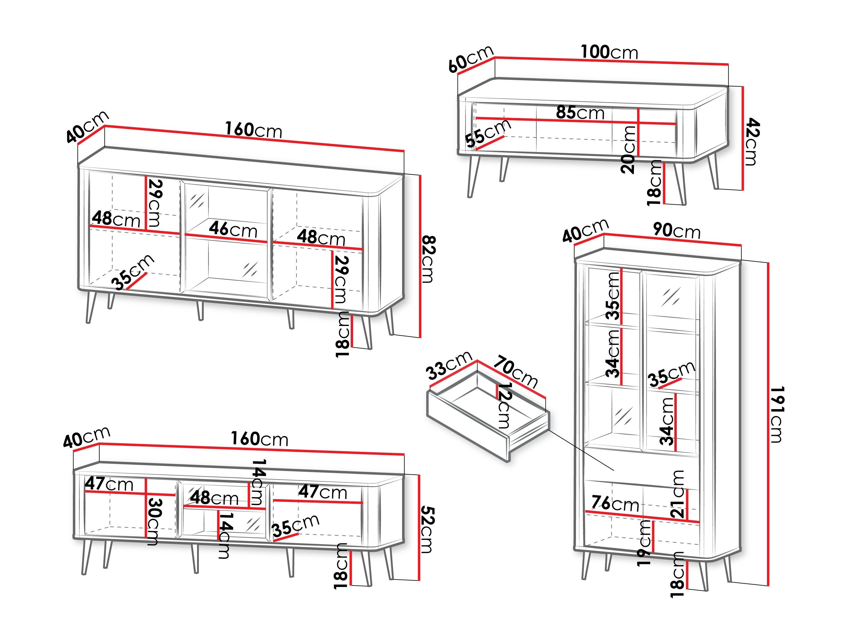 Stuemøbelsæt Lufela 120 (Kashmir + Grå marmor)