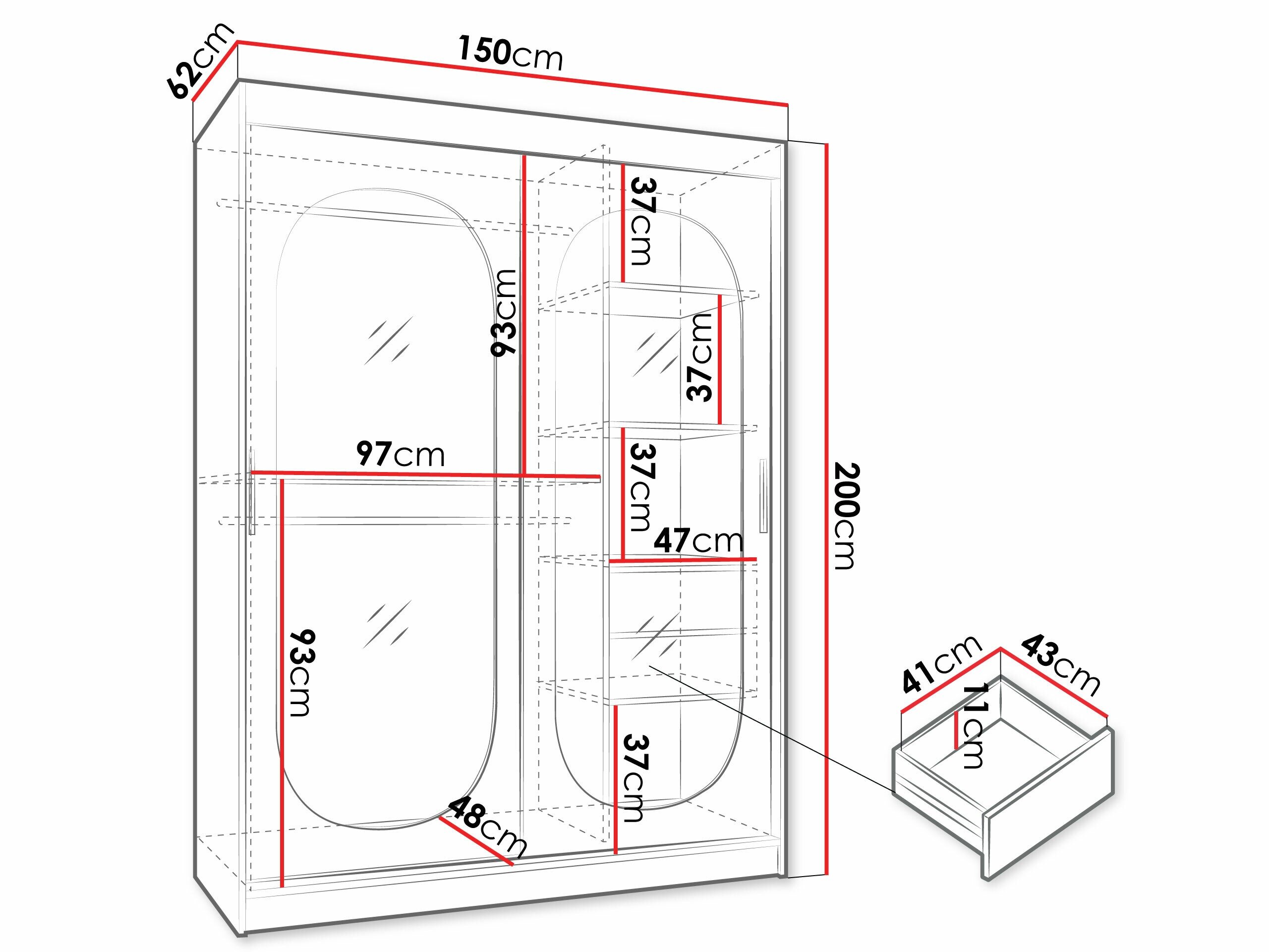 Garderobeskab Hartford 519 (Sort)
