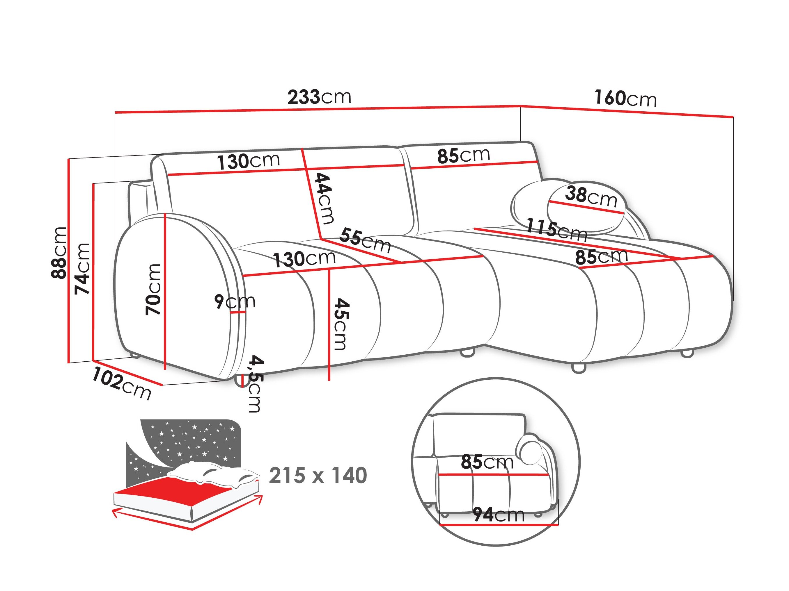 Hjørnesofa Columbus 247 (Sereno 681)