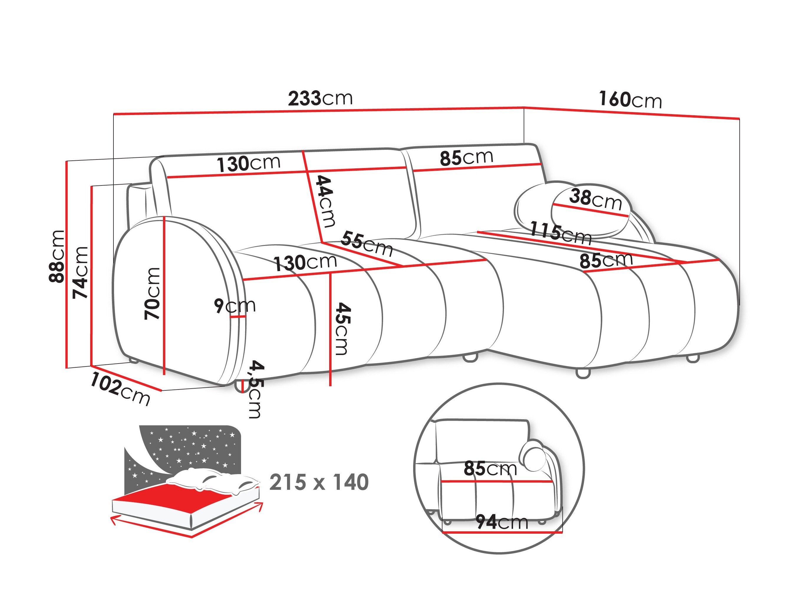 Hjørnesofa Columbus 247 (Sereno 684)