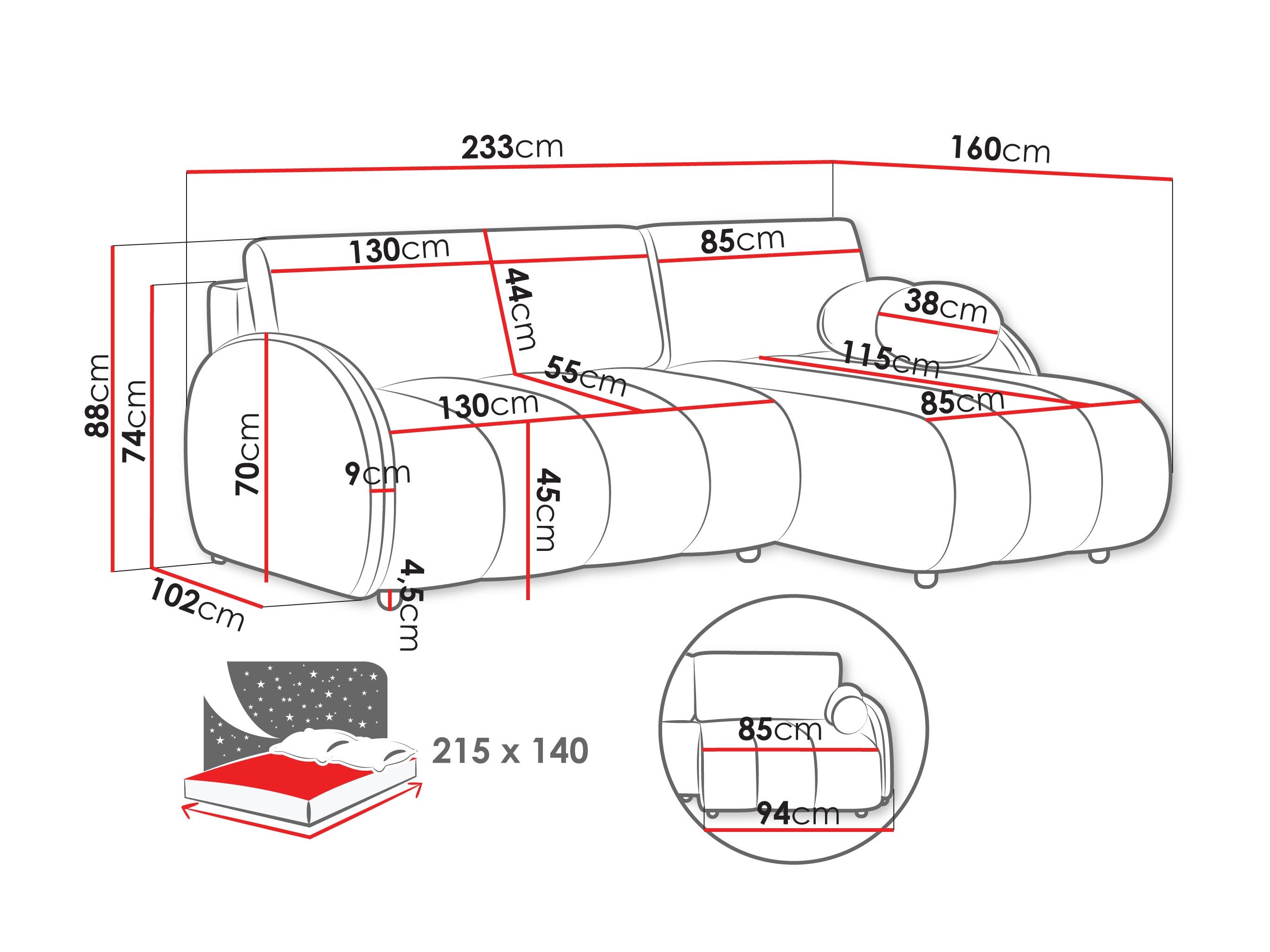 Hjørnesofa Columbus 247 (Sereno 687)