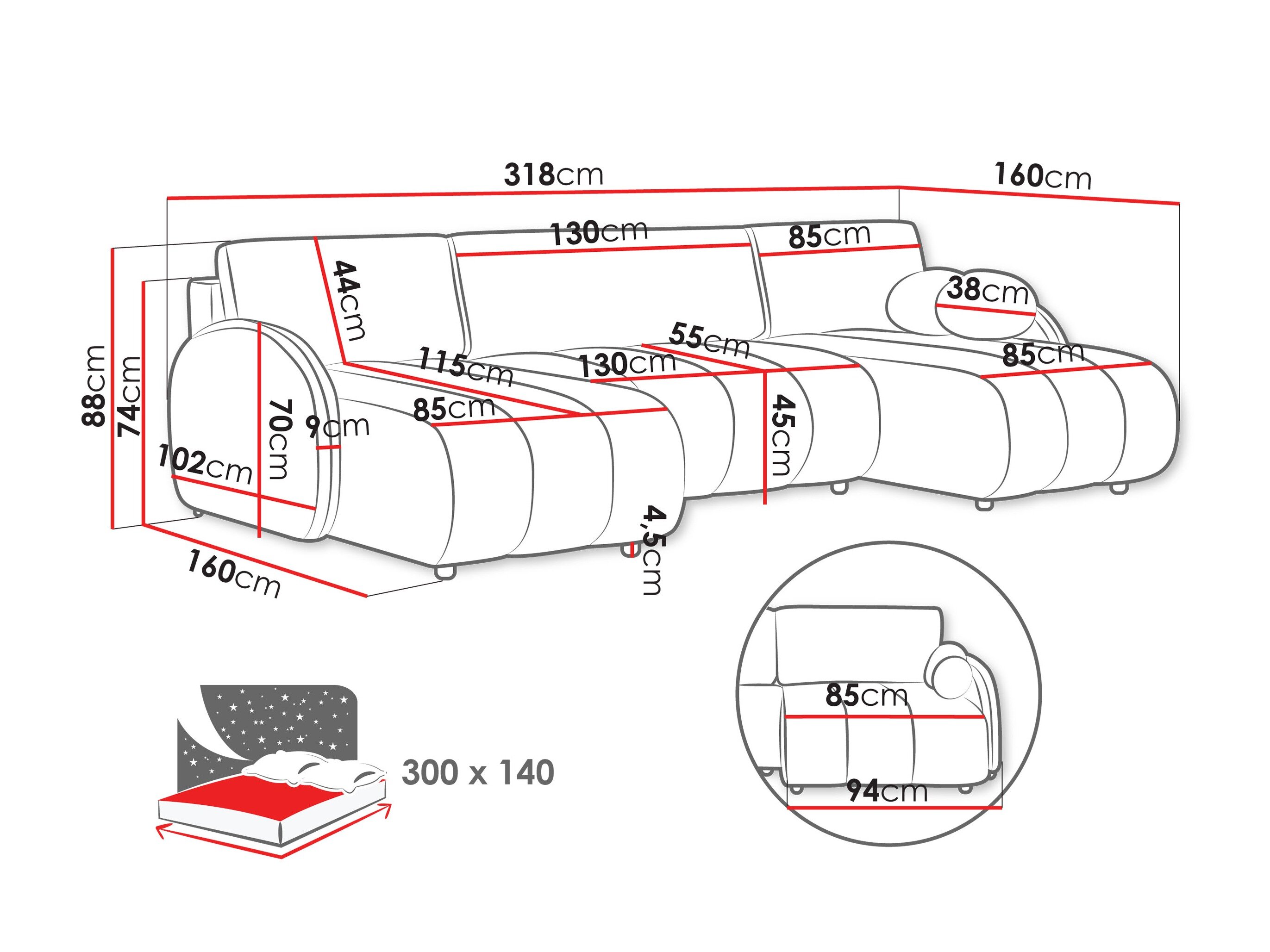 Hjørnesofa Columbus 248 (Sereno 681)