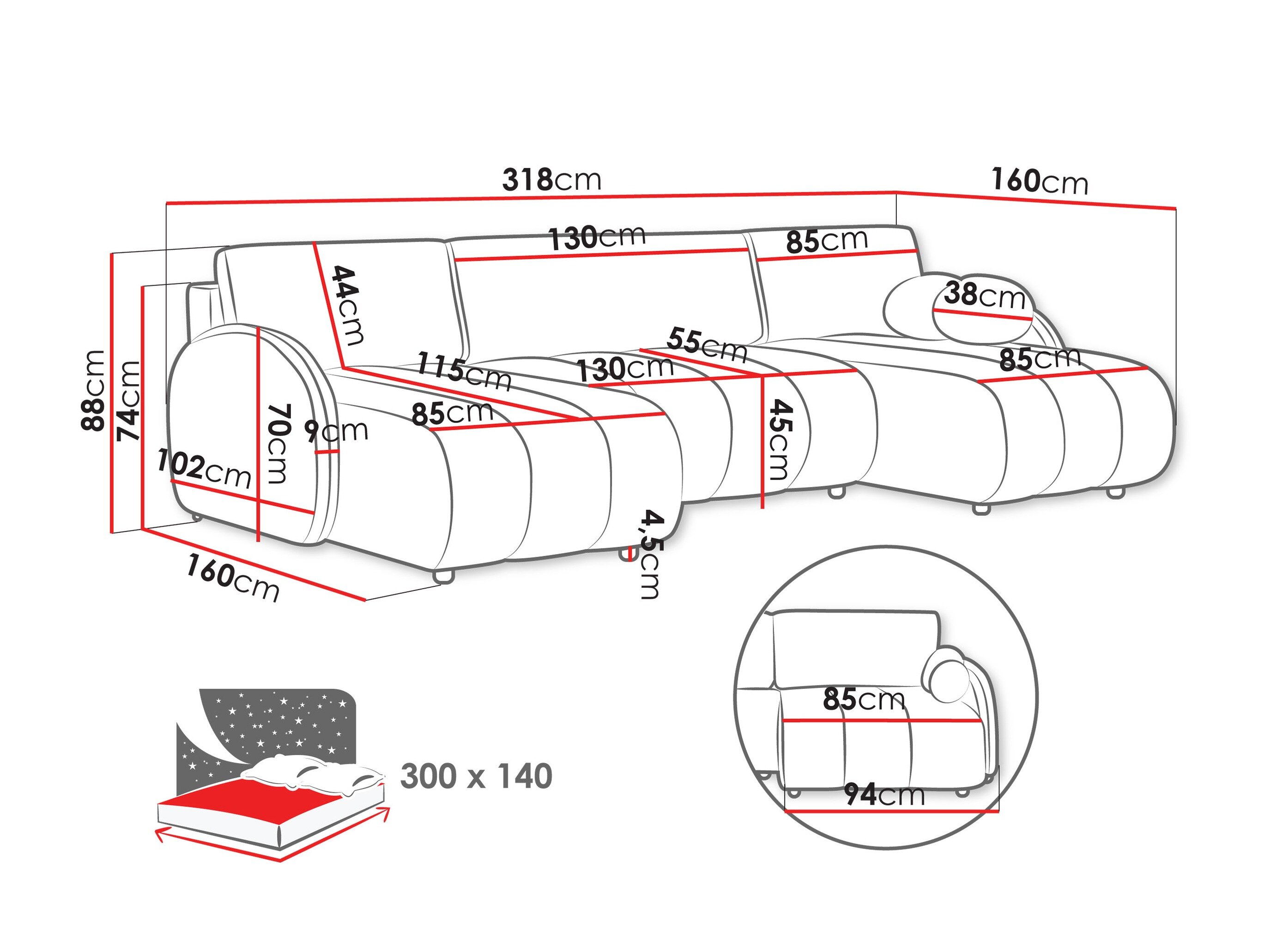 Hjørnesofa Columbus 248 (Sereno 682)