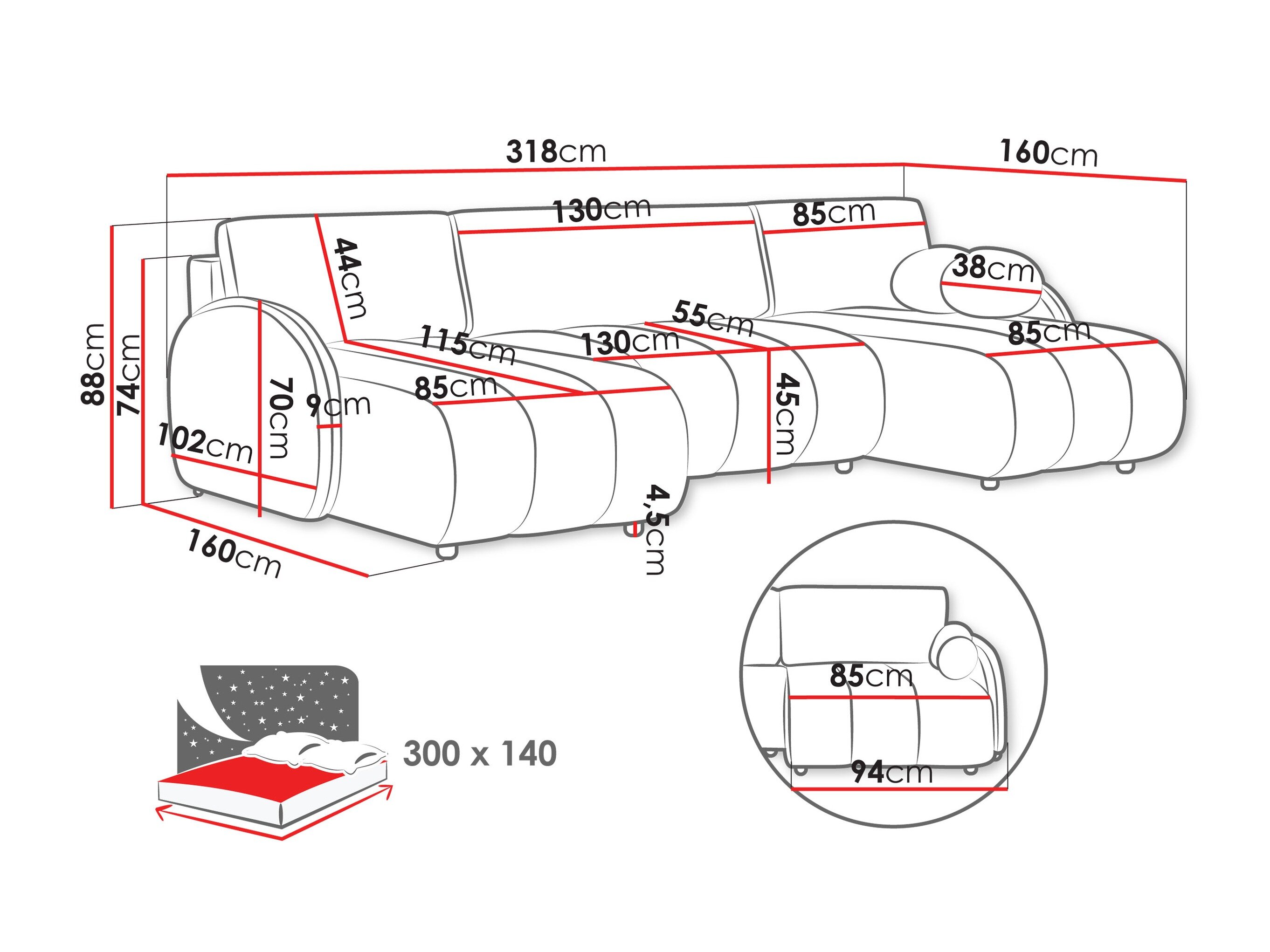 Hjørnesofa Columbus 248 (Sereno 686)