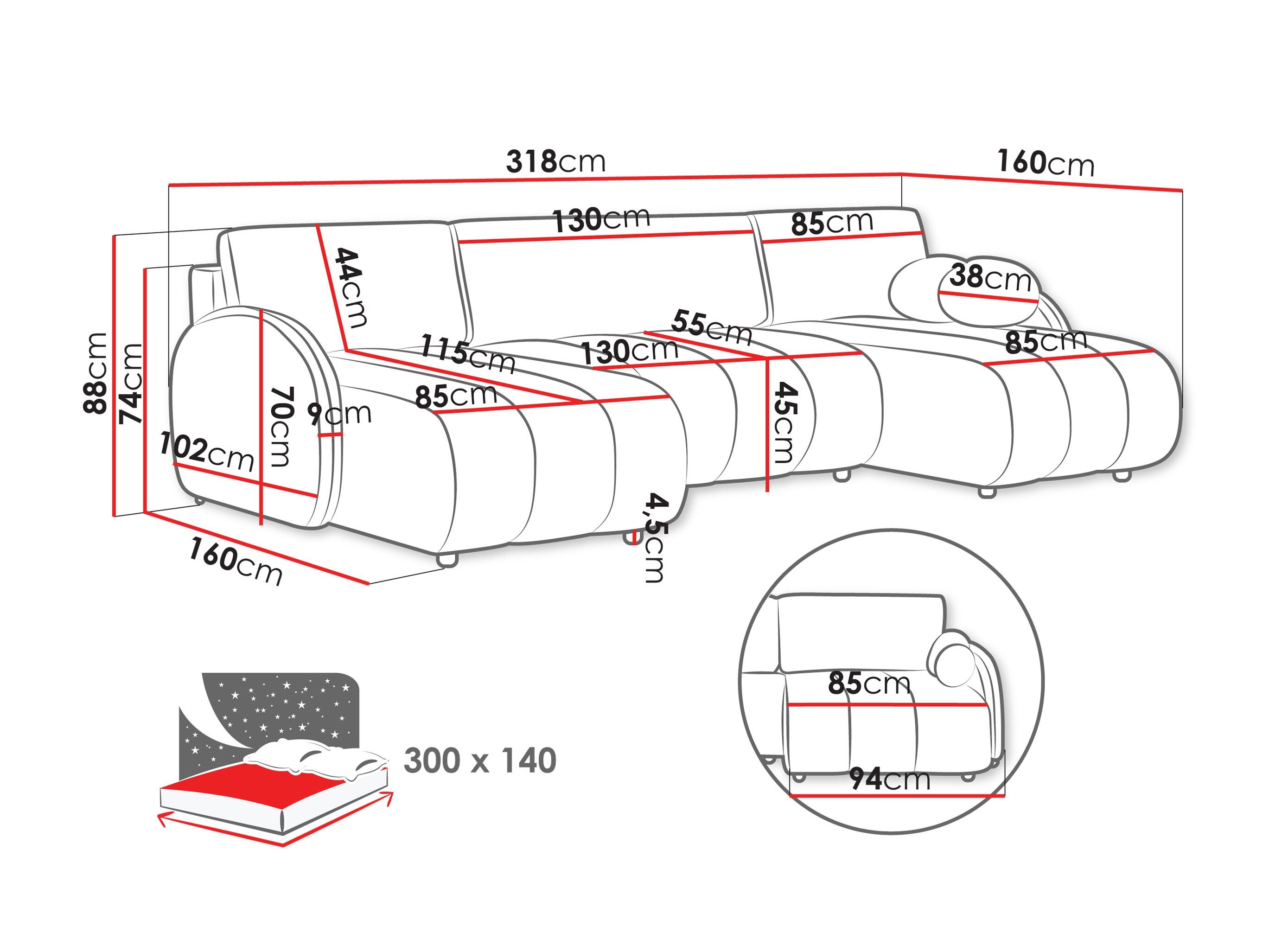 Hjørnesofa Columbus 248 (Sereno 687)