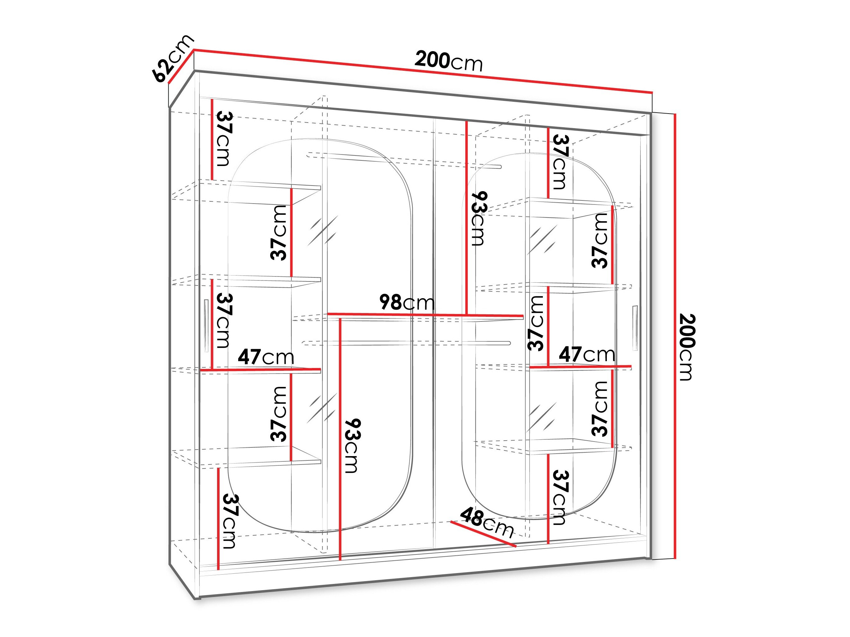 Kledingkast Hartford 521 (Zwart)