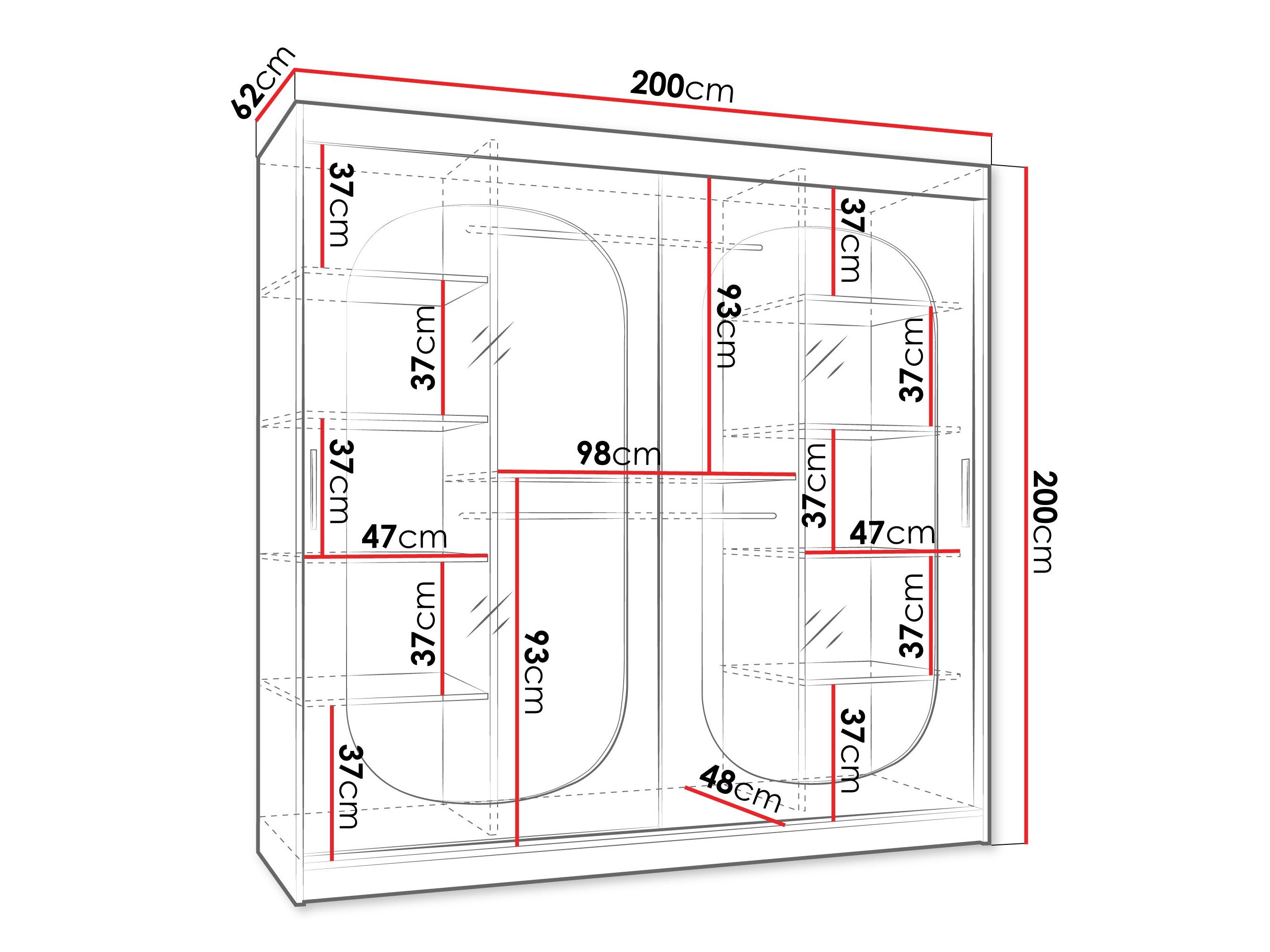 Kledingkast Hartford 521 (Zwart)