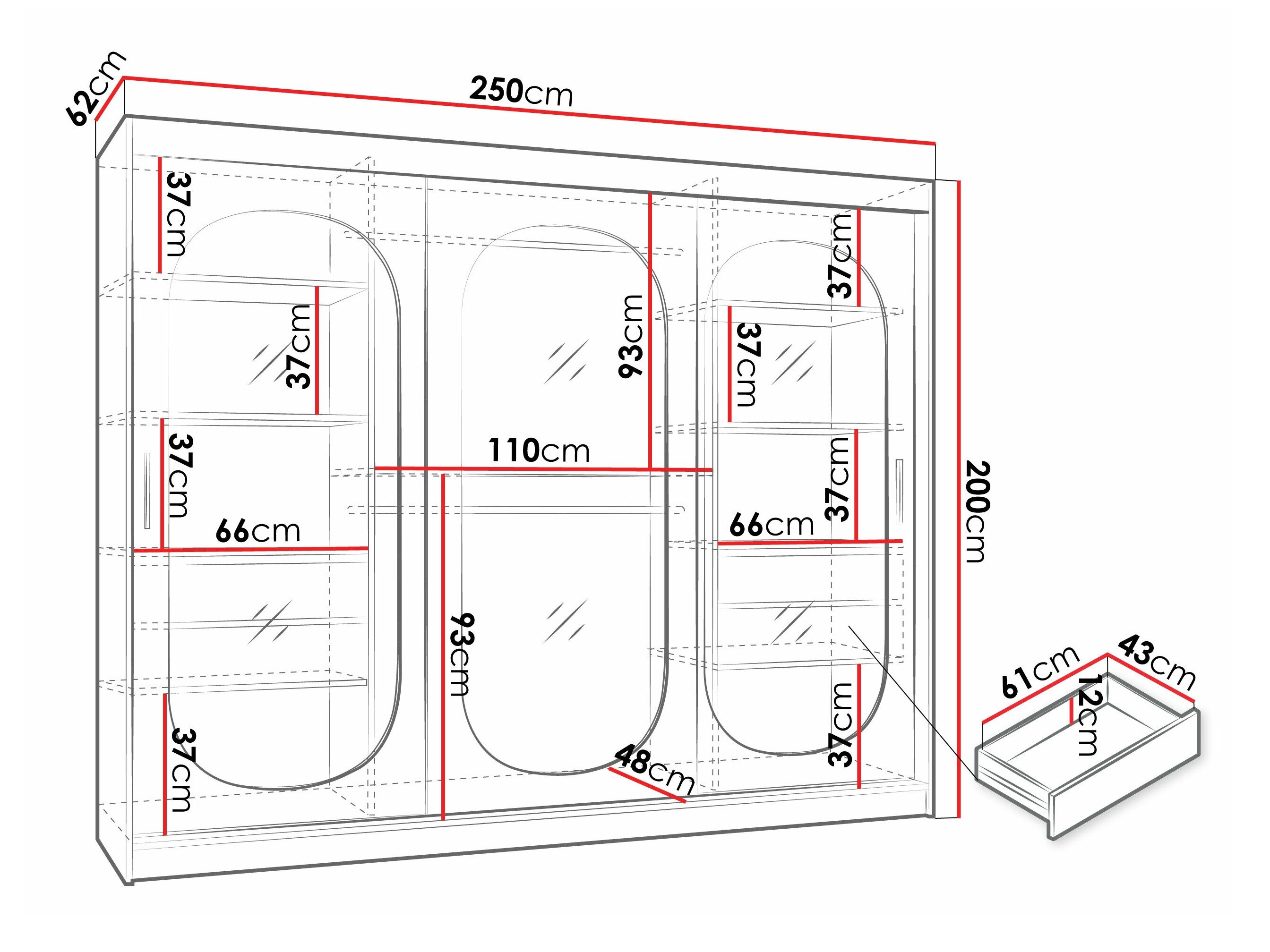 Garderobeskab Hartford 522 (Sort)