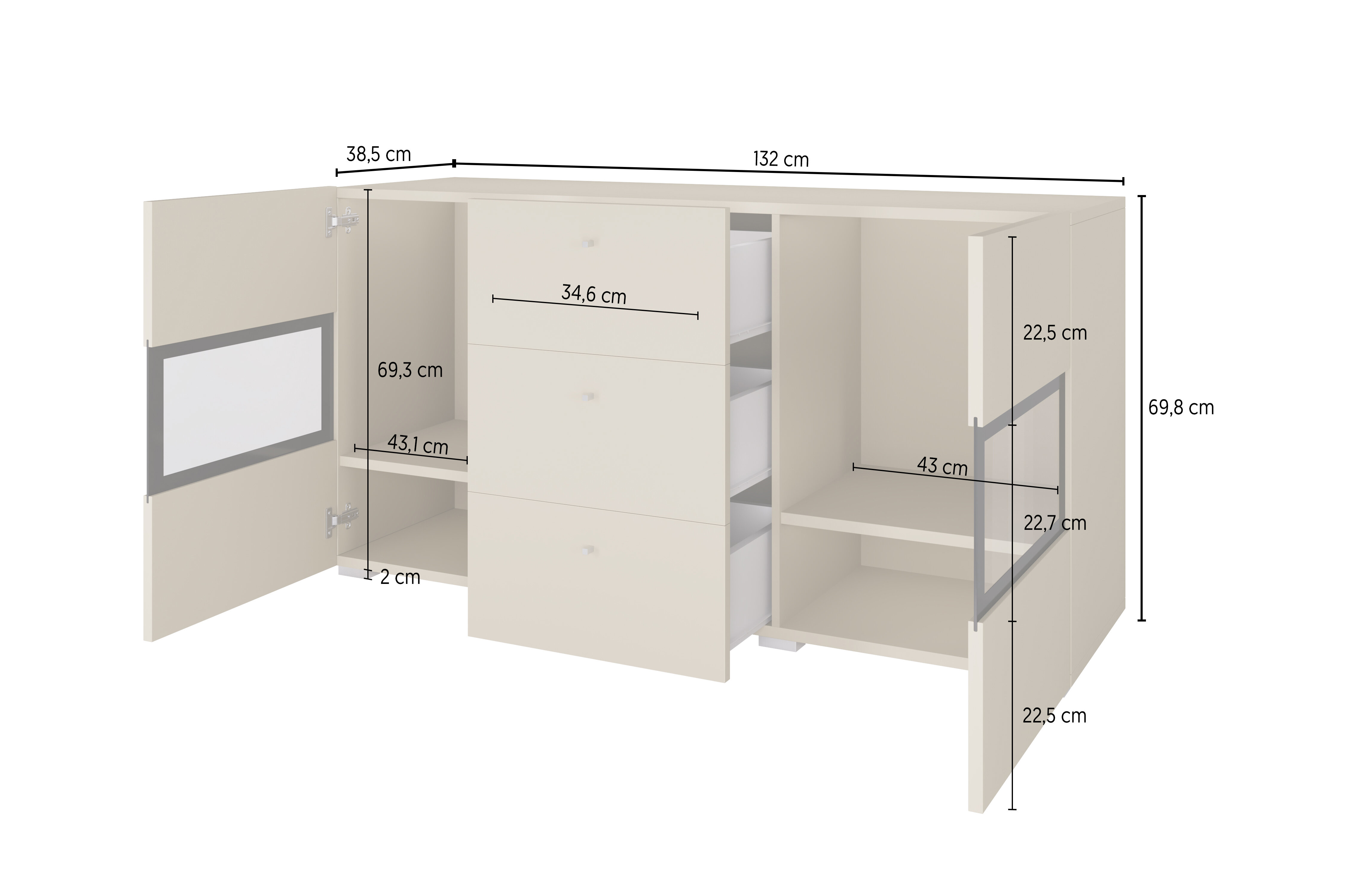Kommode Serodeu 101 (Mørk beton)