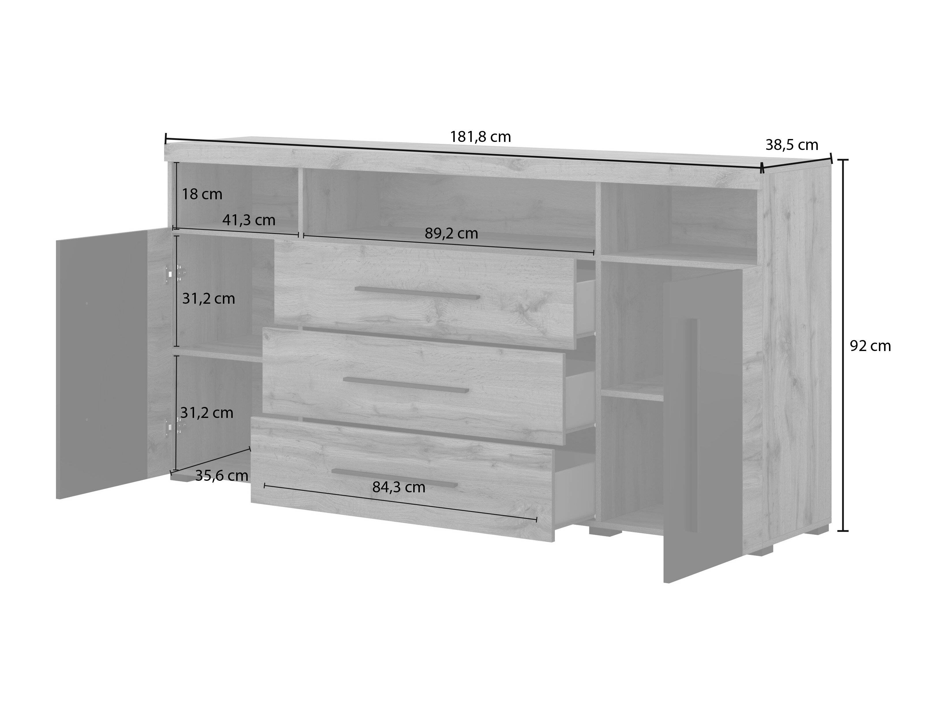 Kommode Sorciro 100 (Sort + Wotan eg)