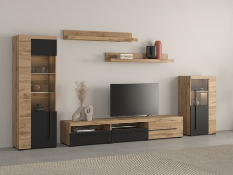 Stuemøbelsæt Sorciro 103 (Sort + Wotan eg)