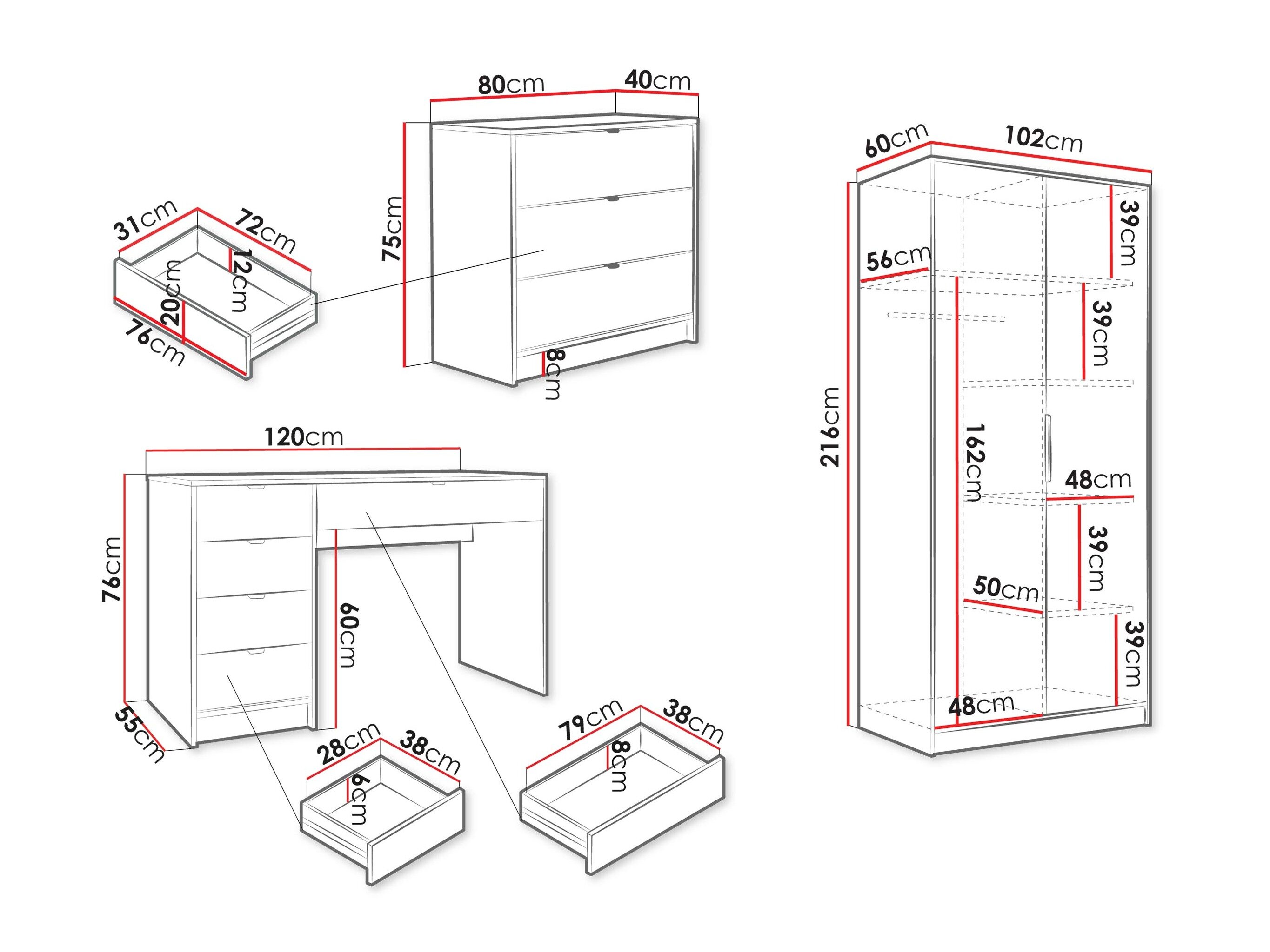 Hjemmekontorsæt Comfivo Larmire 123 (Hvid)