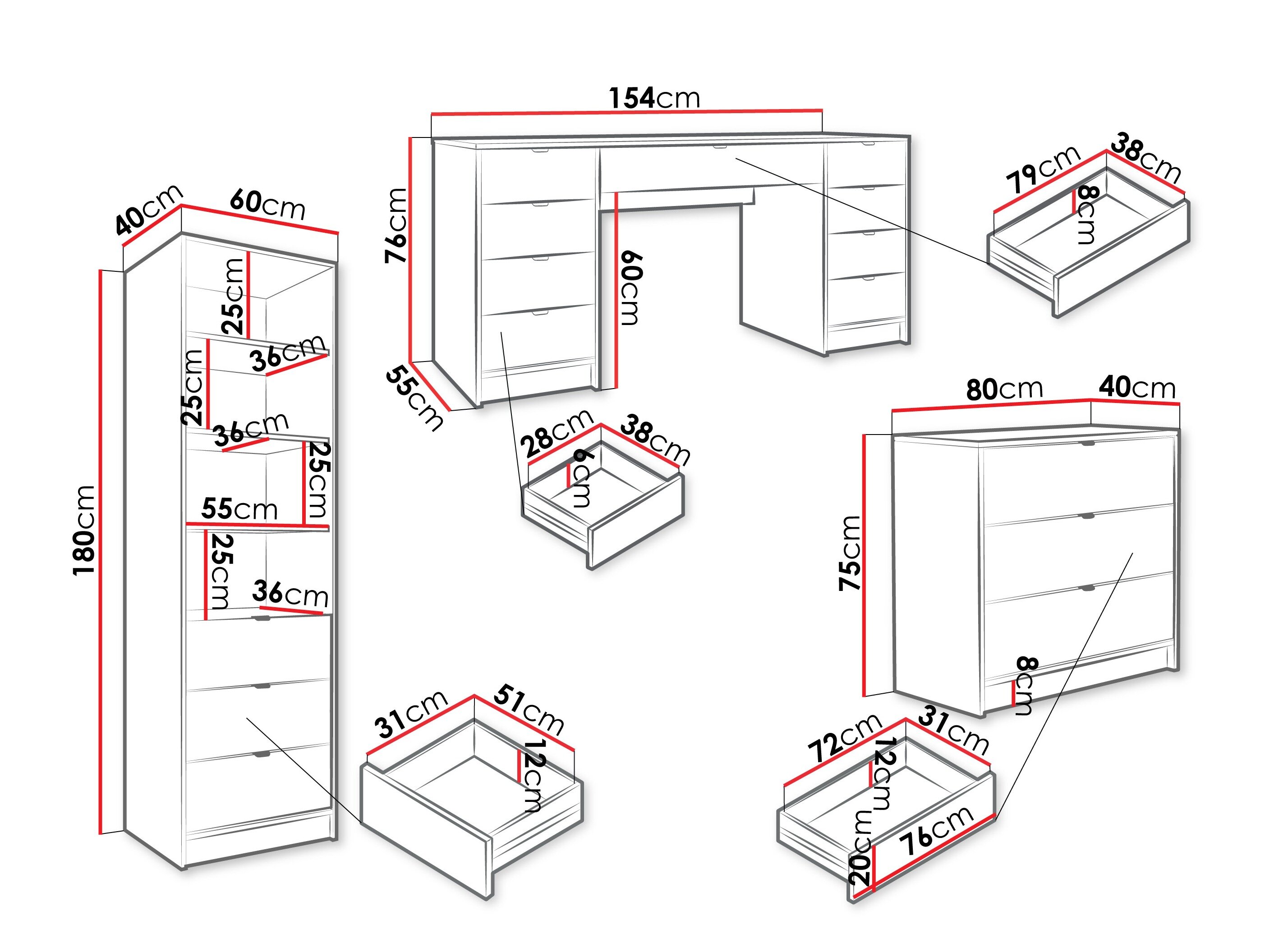 Hjemmekontorsæt Comfivo Papilio VI (Hvid)