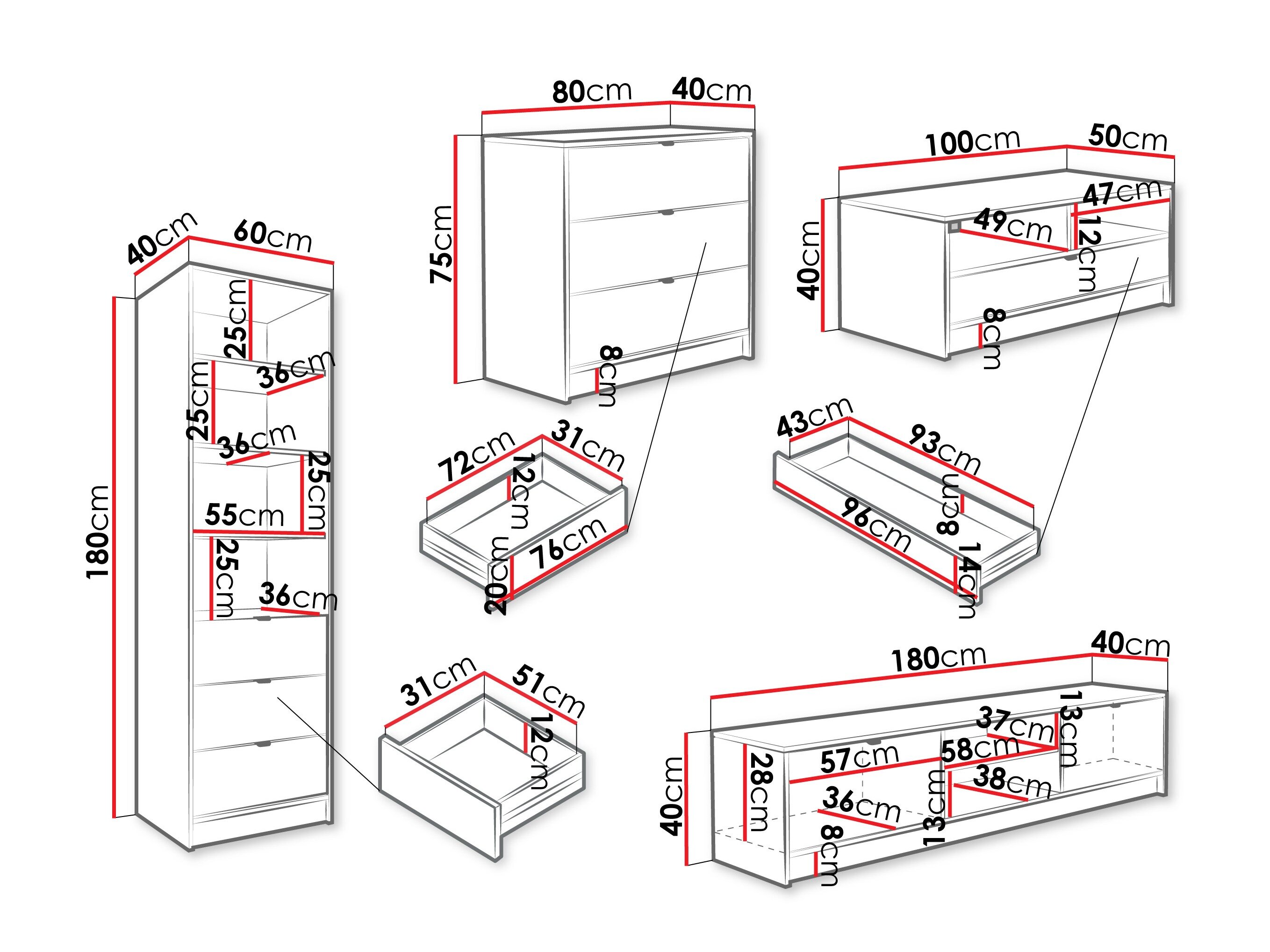 Stuemøbelsæt Comfivo Papilio VII (Hvid)