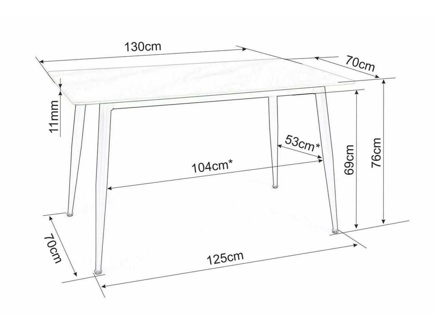 Tafel Detroit 779 (Grijs marmer)